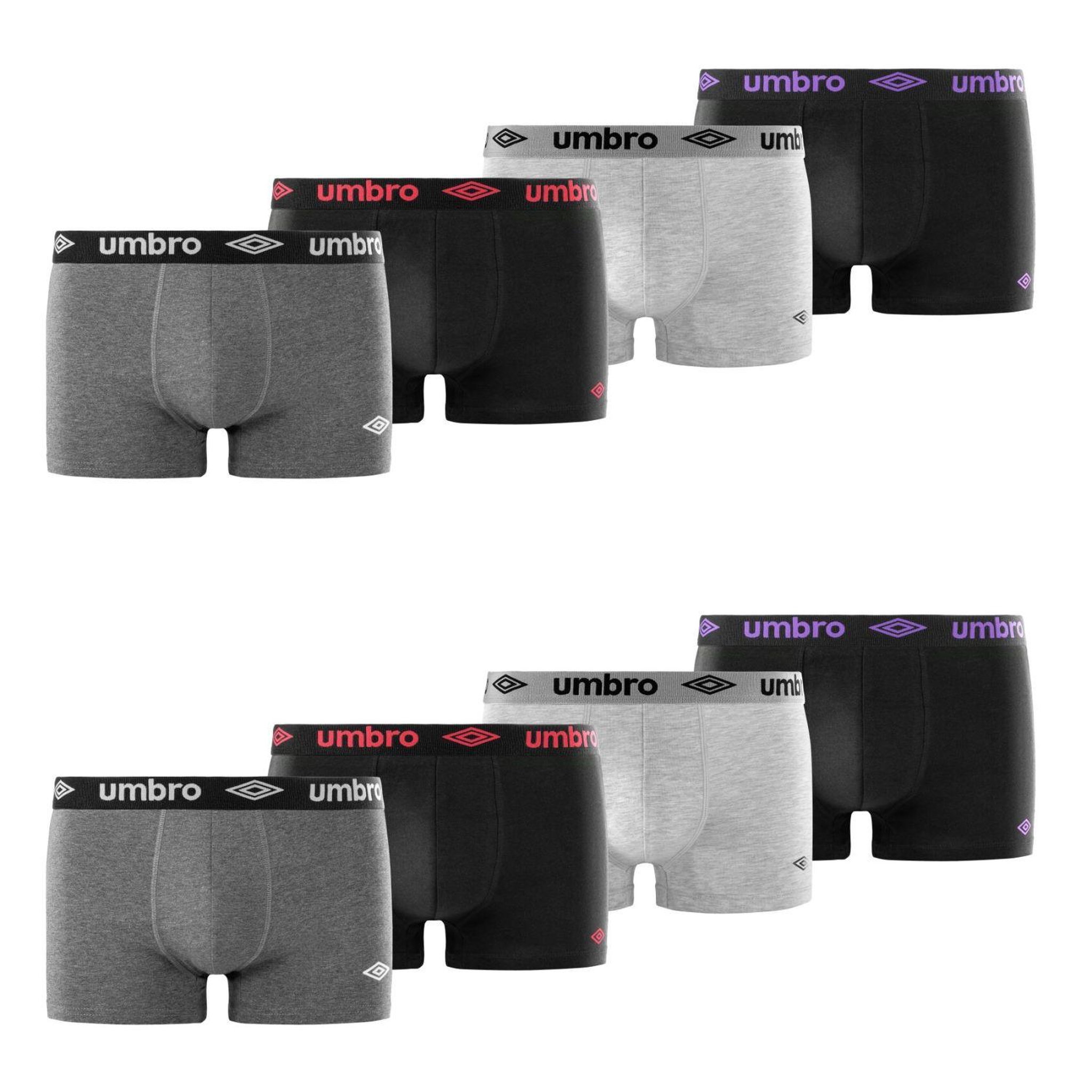 Voir la diapositive 1 : UMBRO Lot de 8 Boxers coton homme Uni
