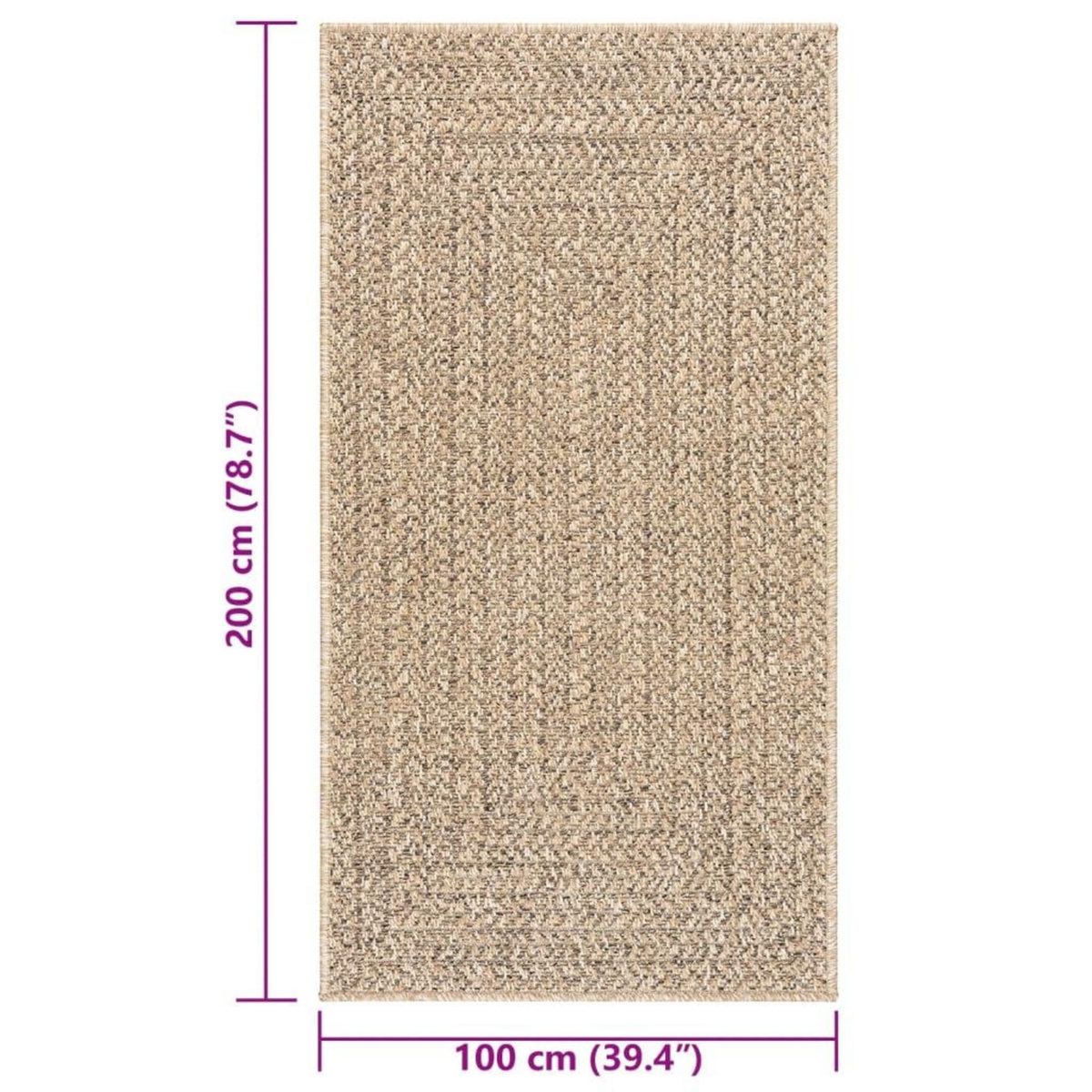 VIDAXL Tapis ZIZUR 100x200 cm aspect de jute interieur et exterieur