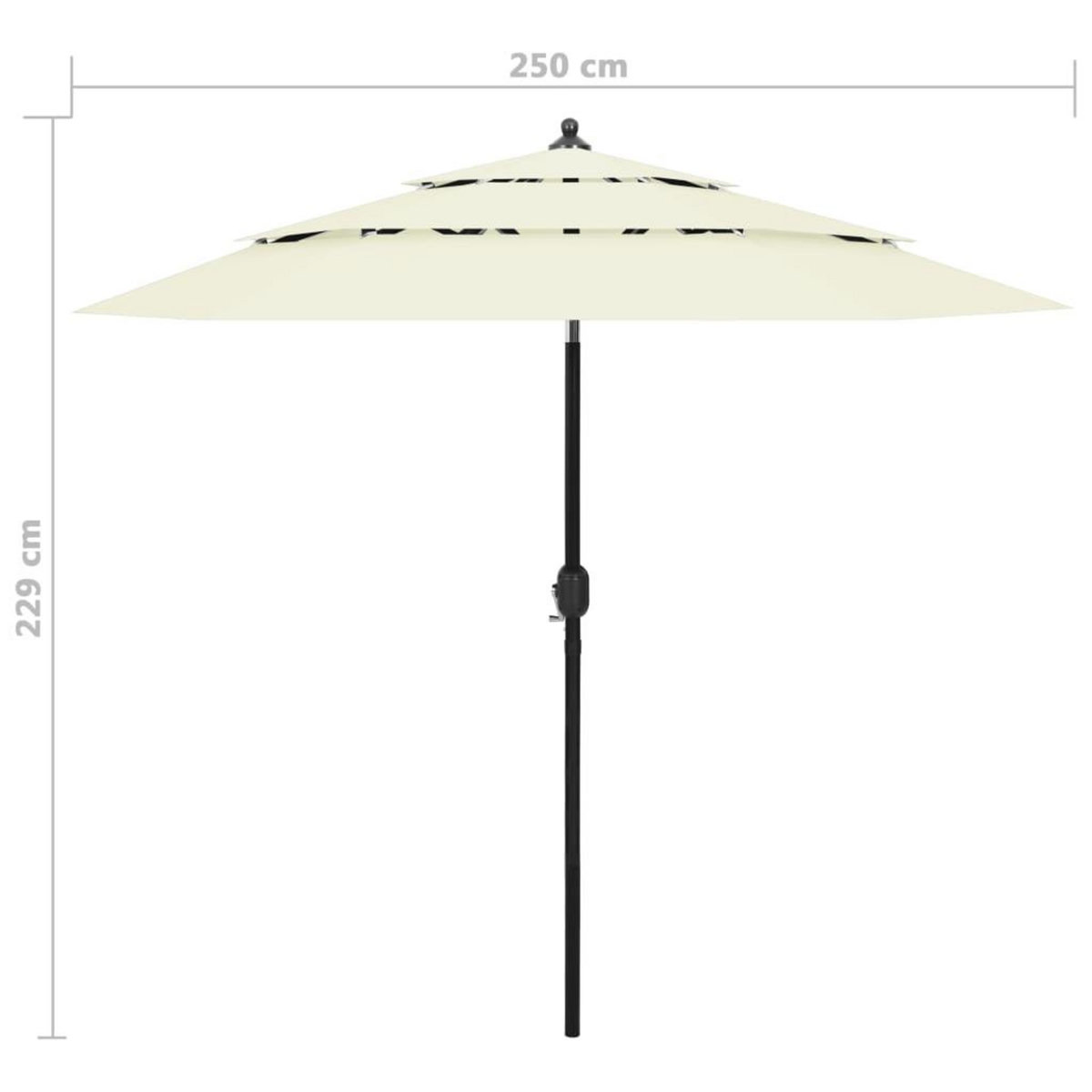 VIDAXL Parasol de jardin a 3 niveaux avec mat en aluminium sable 2,5 m