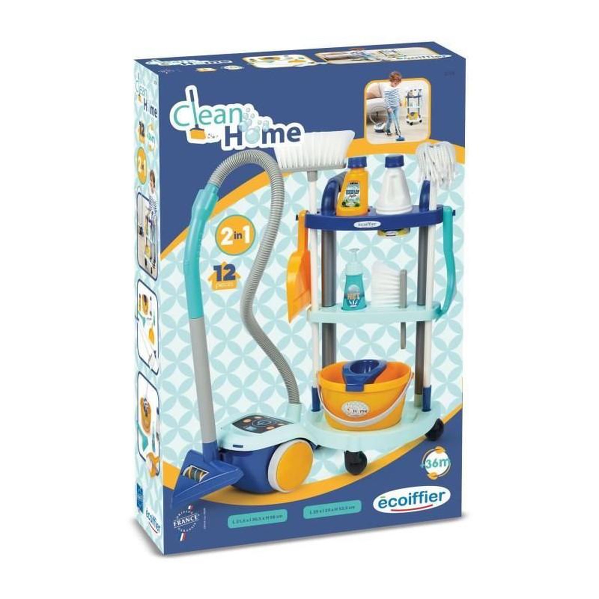 Voir la diapositive 5 : Ecoiffier Chariot ménage + aspirateur - ECOIFFIER - 2774 - Faire le ménage devien un plaisir