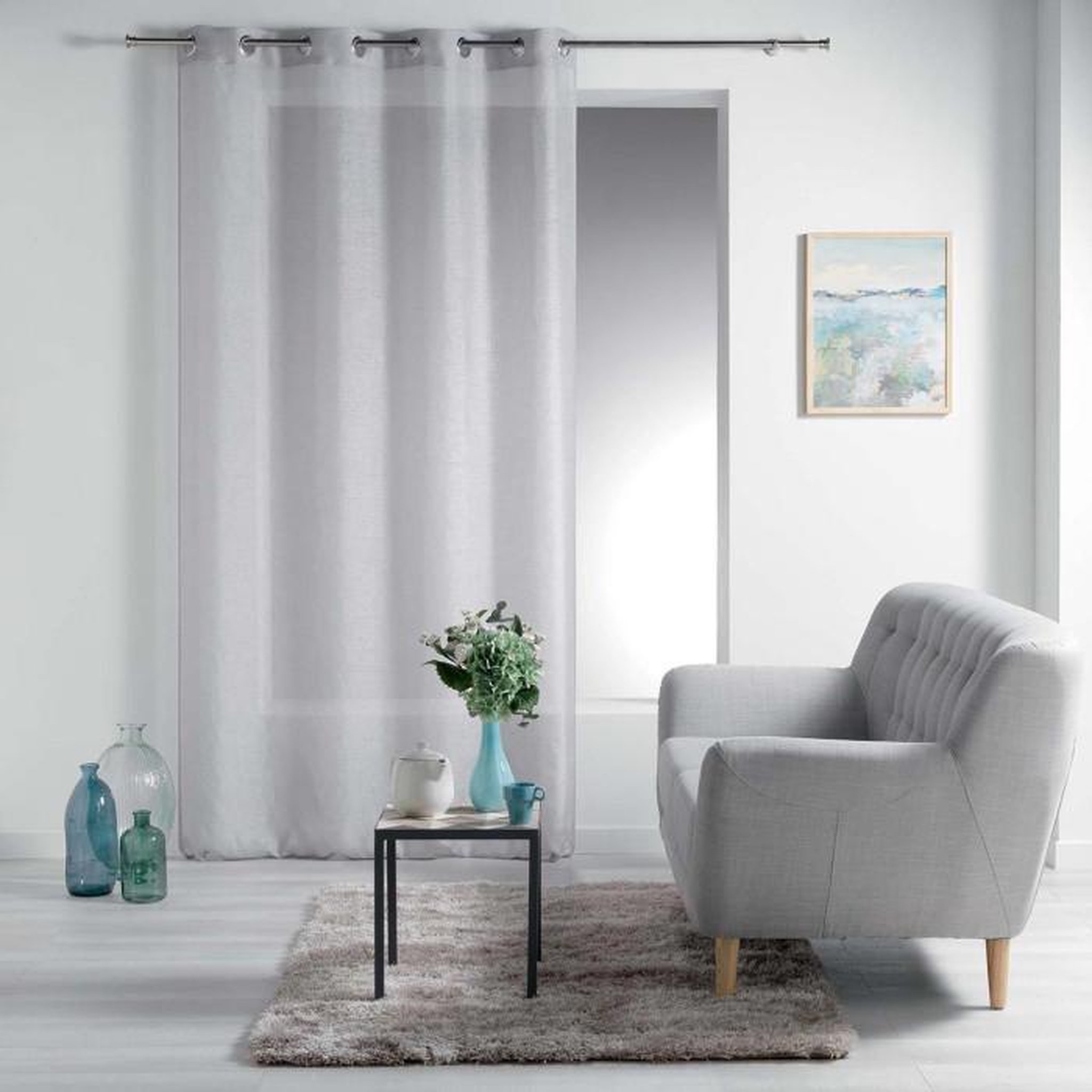 Voir la diapositive 1 : Paris Prix Rideau Voilage à Œillets  Esther  140x240cm Gris