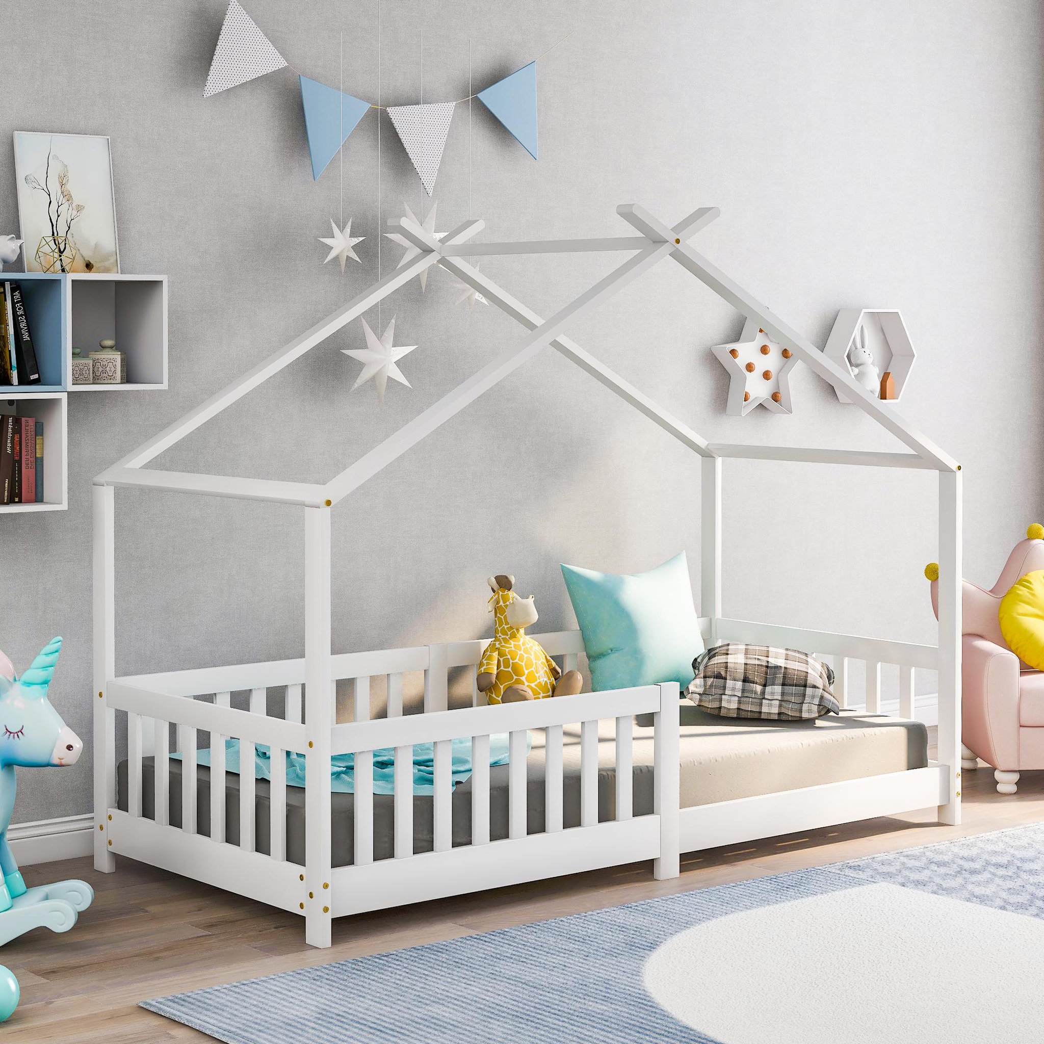 Voir la diapositive 5 : MERAX Lit cabane enfant 90x200cm