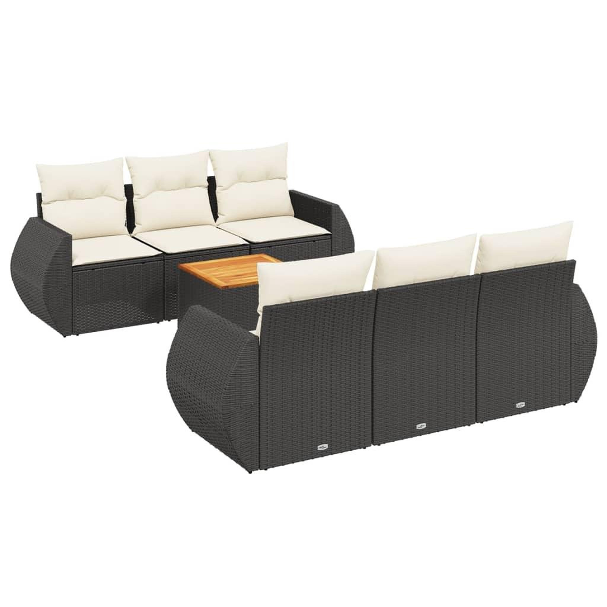 Voir la diapositive 2 : VIDAXL Salon de jardin 7 pcs avec coussins noir resine tressee