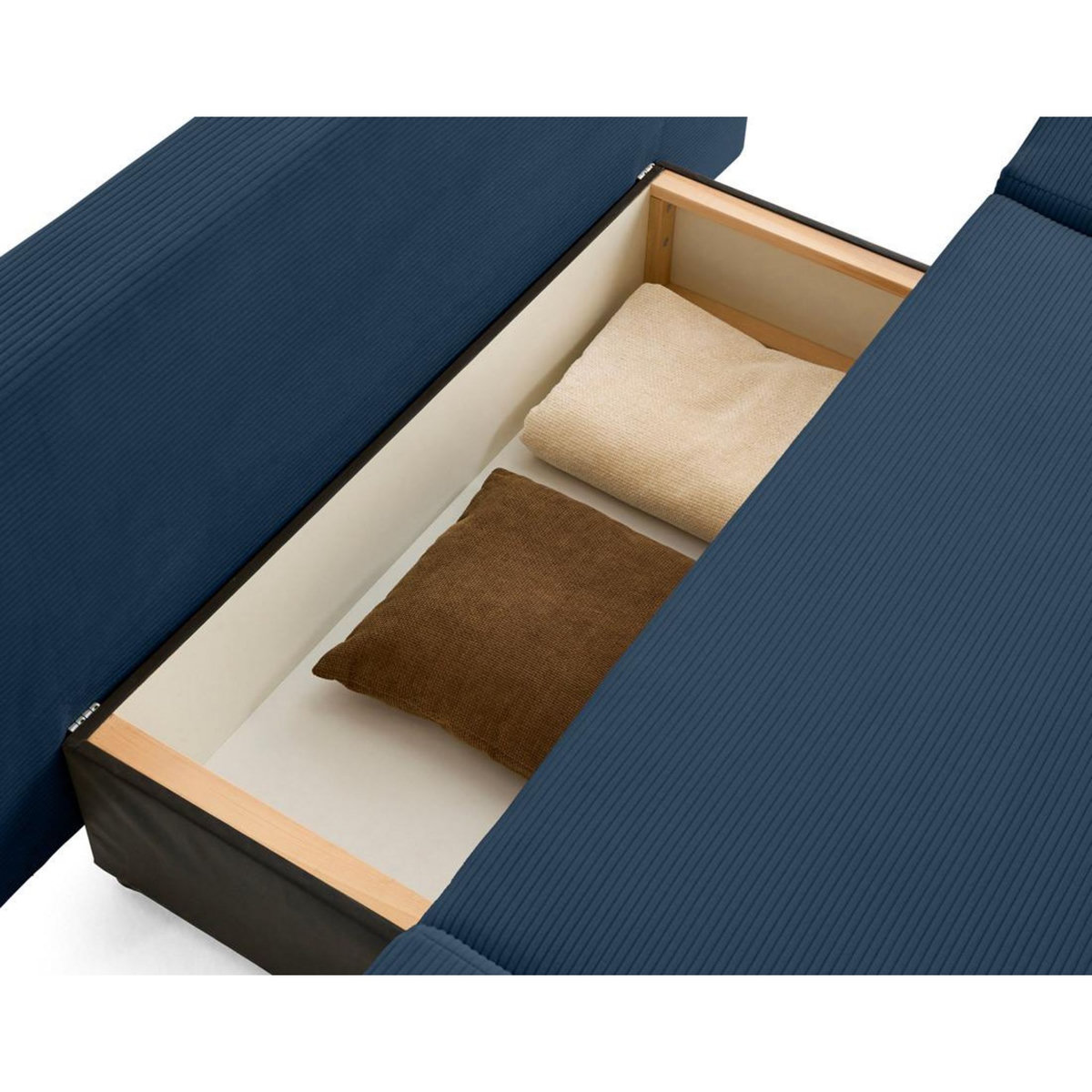 BEST MOBILIER Larson - canapé droit 3 places convertible avec coffre en velours côtelé