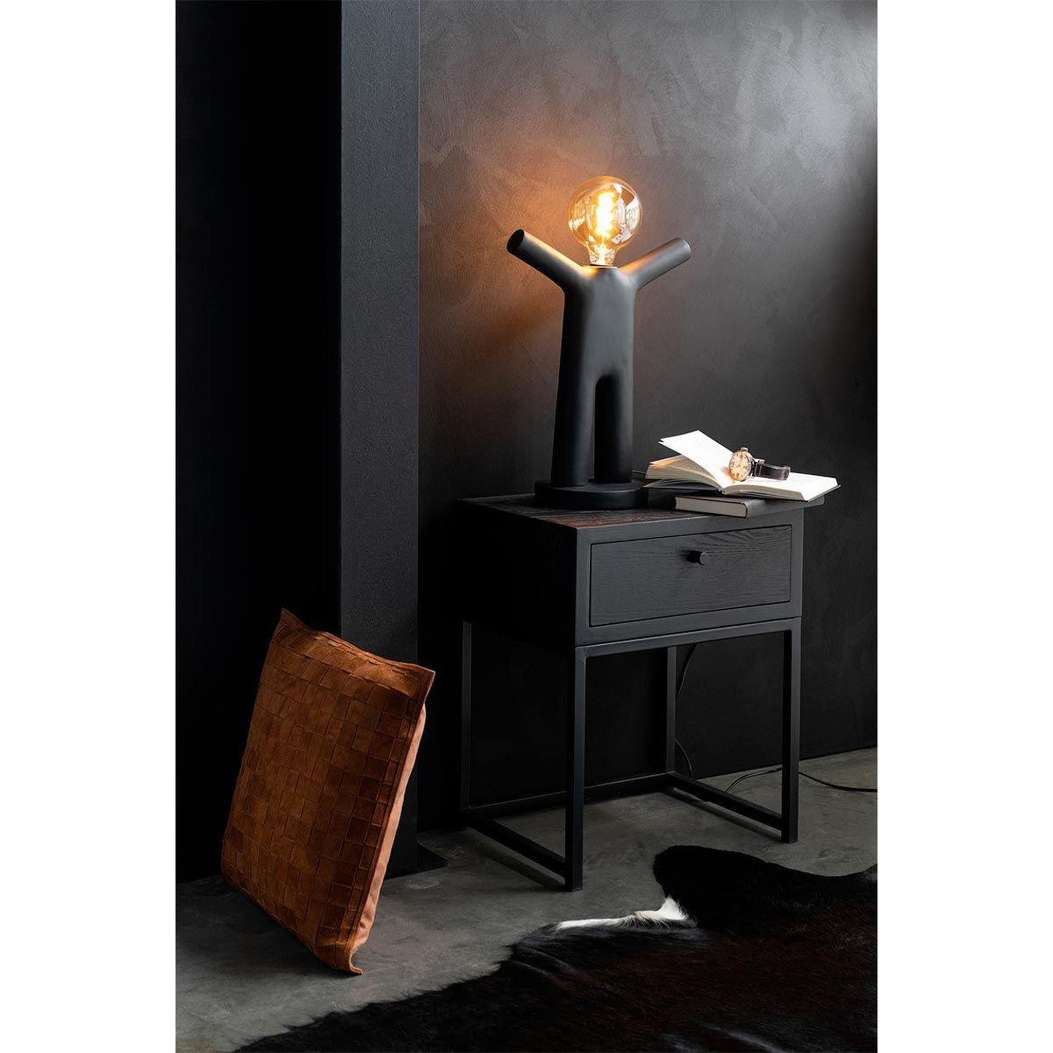 Voir la diapositive 3 : J-LINE Lampe à poser déco  p'tit maurice  44cm noir