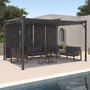 Voir la diapositive 2 : ID MARKET Pergola persienne 3x4 M gris anthracite avec toit rétractable et 4 pans modulables
