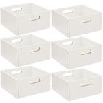 TOILINUX Lot de 6 Boîtes de rangement carrée en MDF. Coloris disponibles : Gris, Blanc, Beige