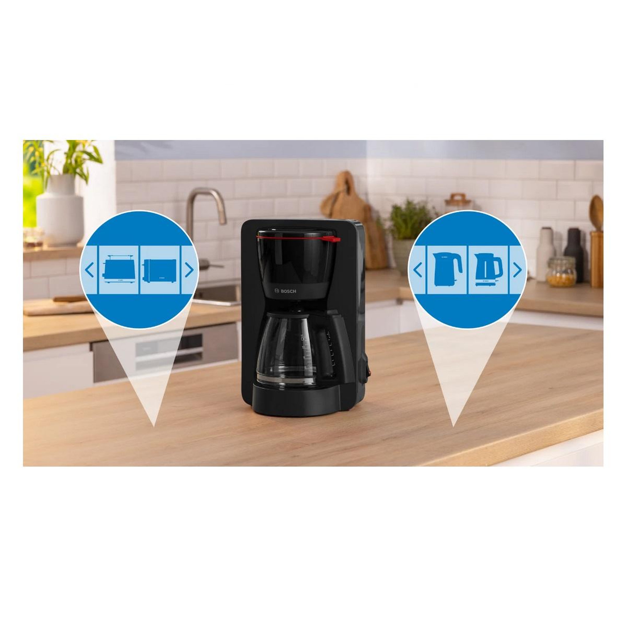 Voir la diapositive 3 : BOSCH Cafetière filtre 15 tasses 1200w noir - tka2m113
