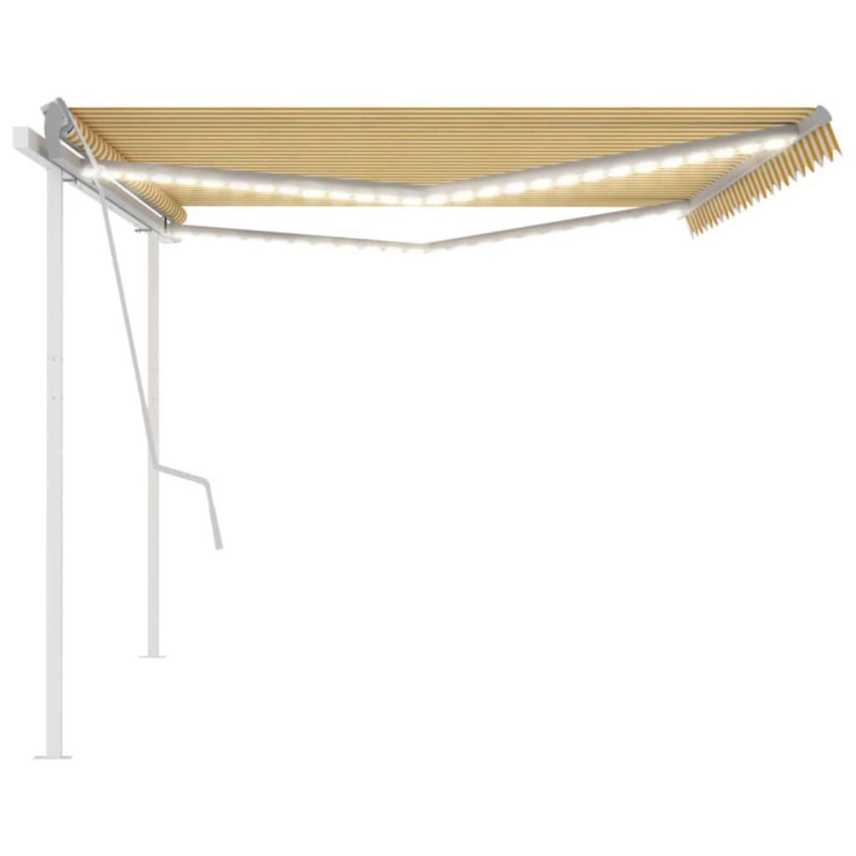 VIDAXL Auvent manuel retractable avec LED 5x3 m Jaune et blanc