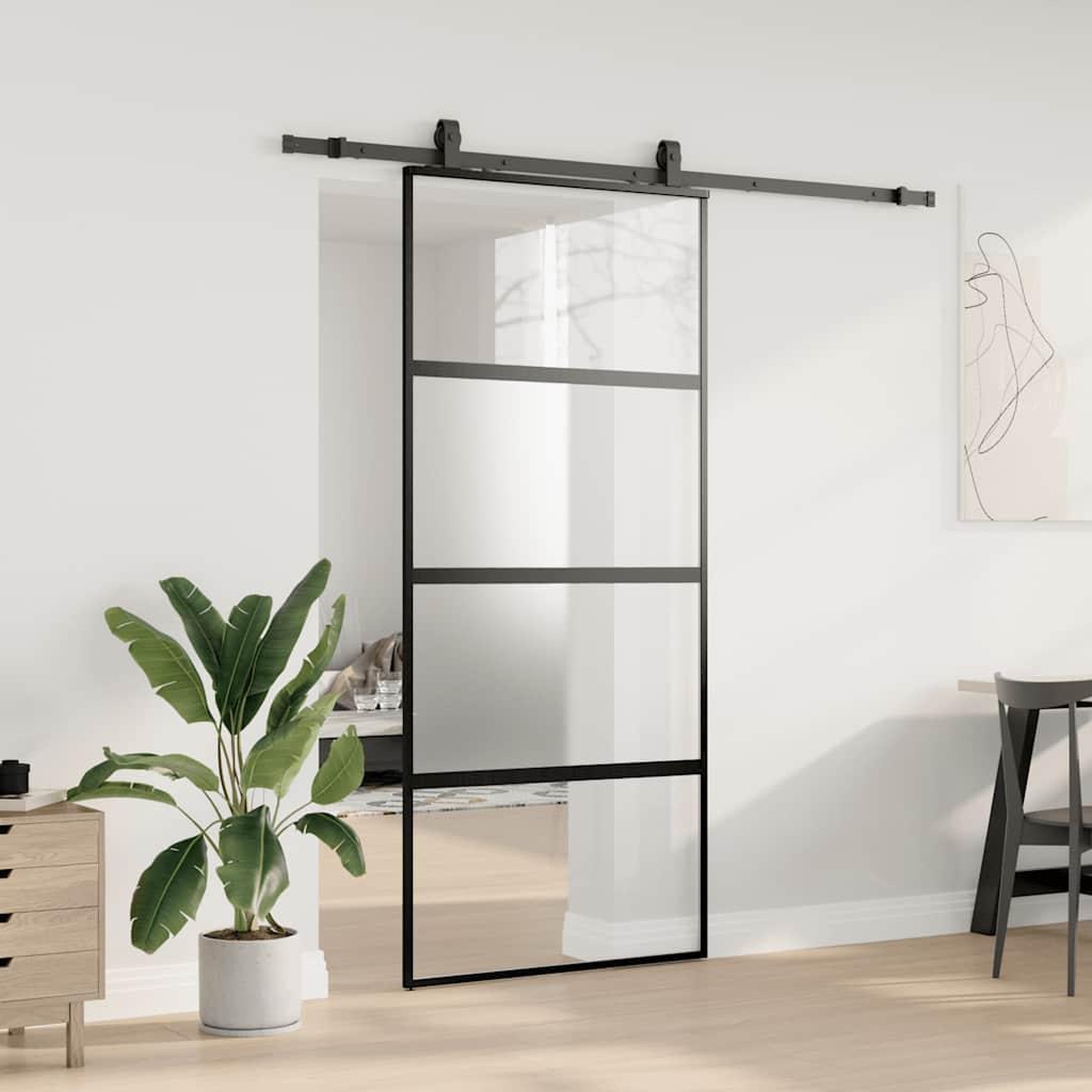 Voir la diapositive 3 : VIDAXL Porte coulissante avec kit de quincaillerie noir 90x205 cm