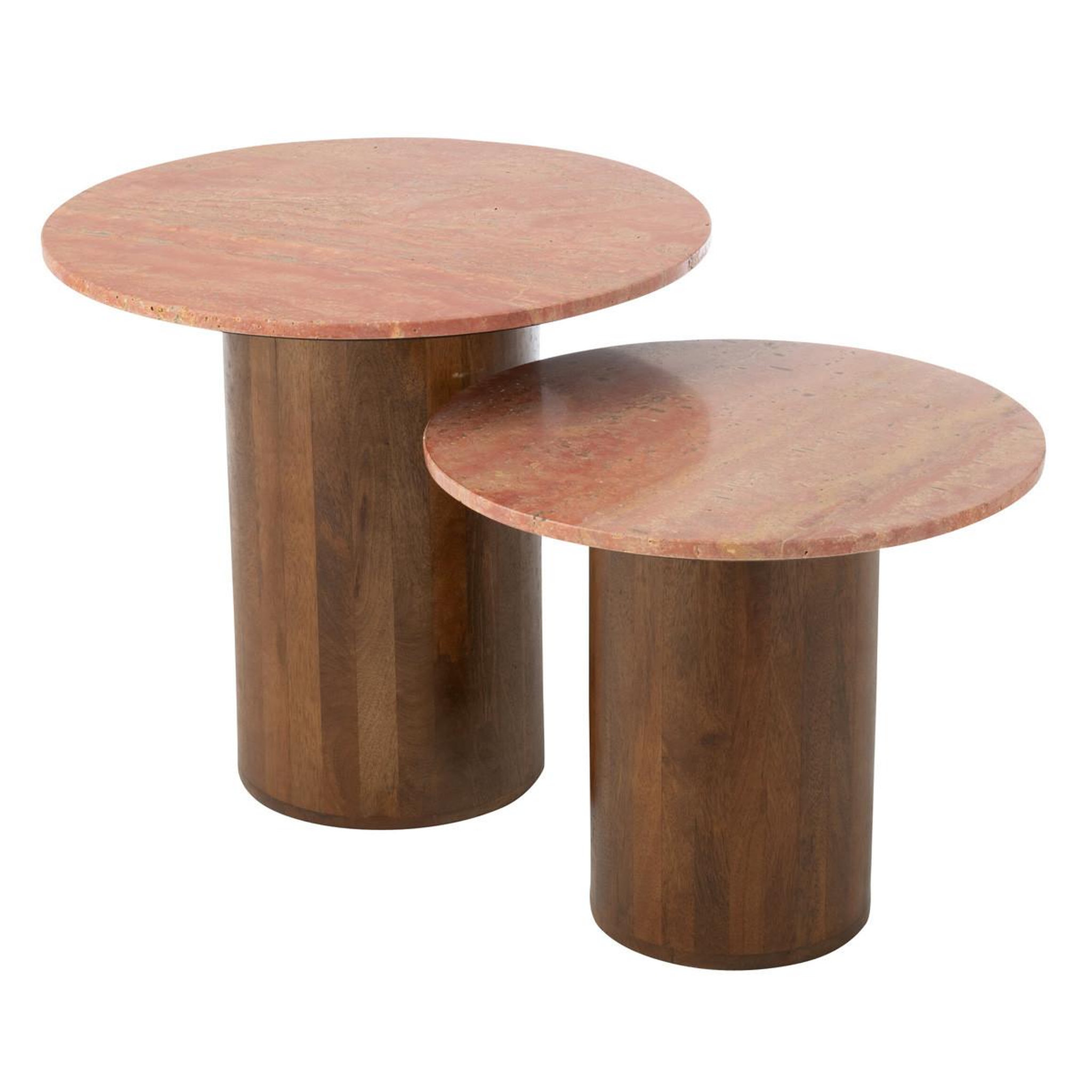 J-LINE Lot de 2 tables basses en marbre  eula  56cm terracotta