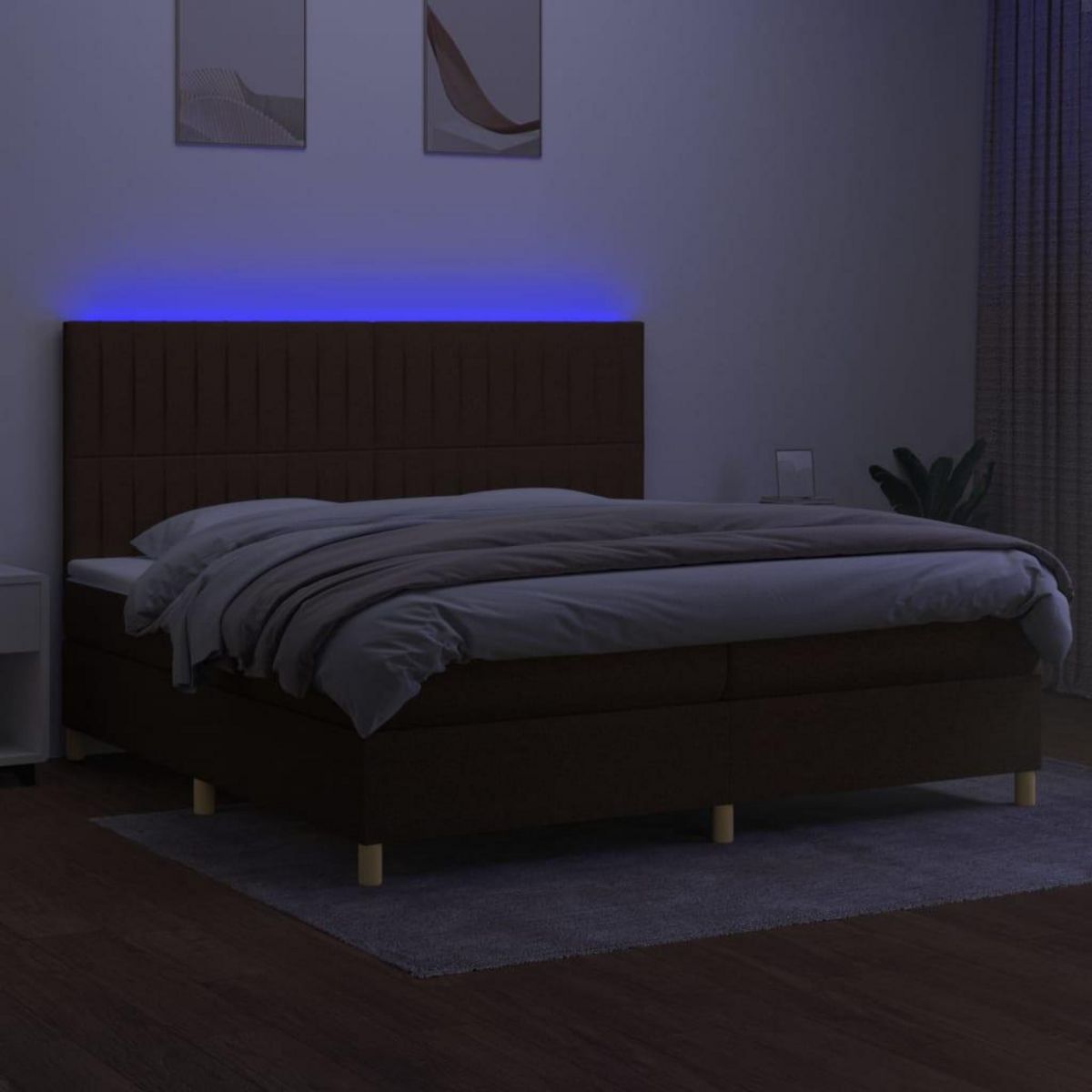 VIDAXL Sommier a lattes de lit matelas et LED Marron fonce 200x200 cm