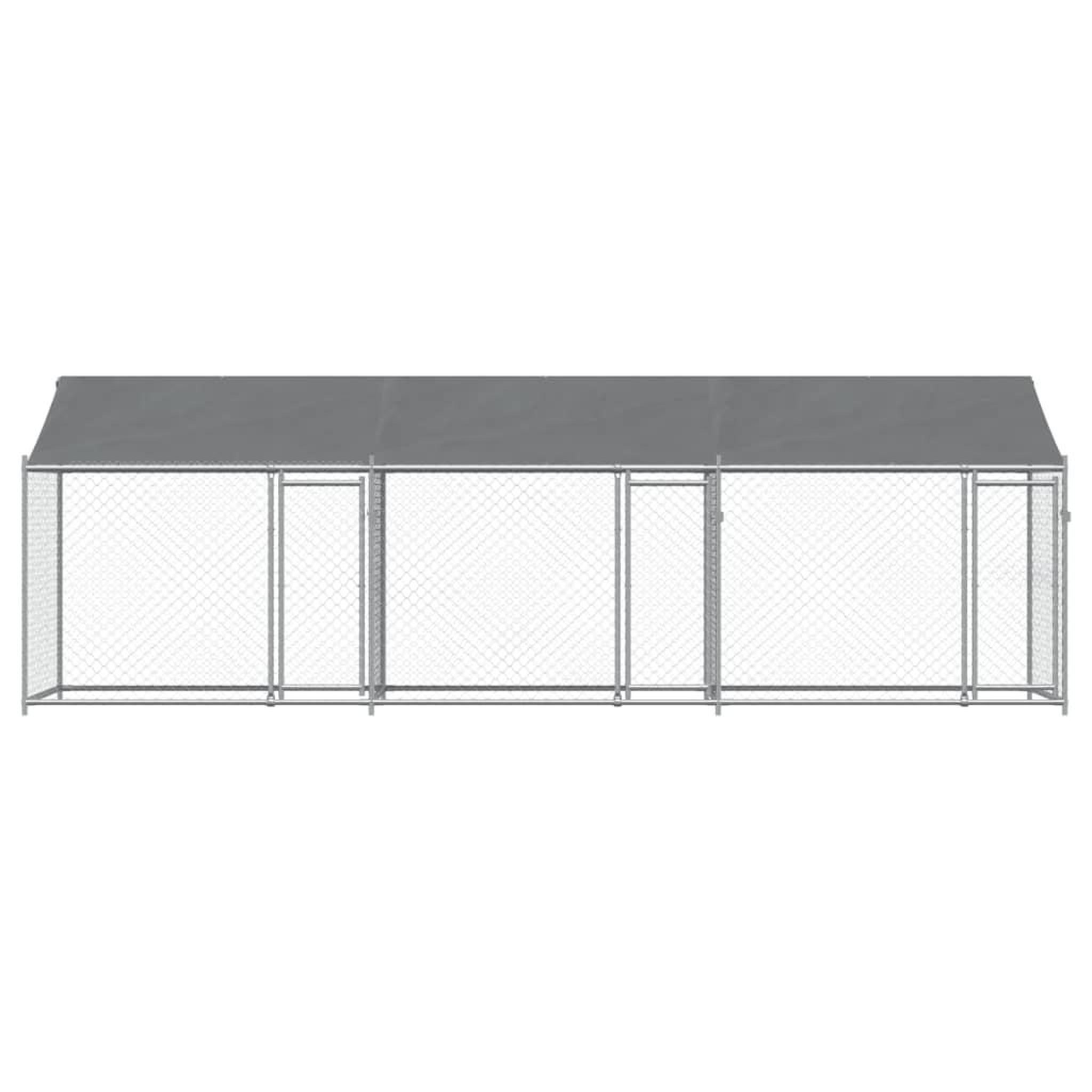 Voir la diapositive 4 : VIDAXL Cage pour chien avec toit et portes gris 6x2x2m acier galvanise