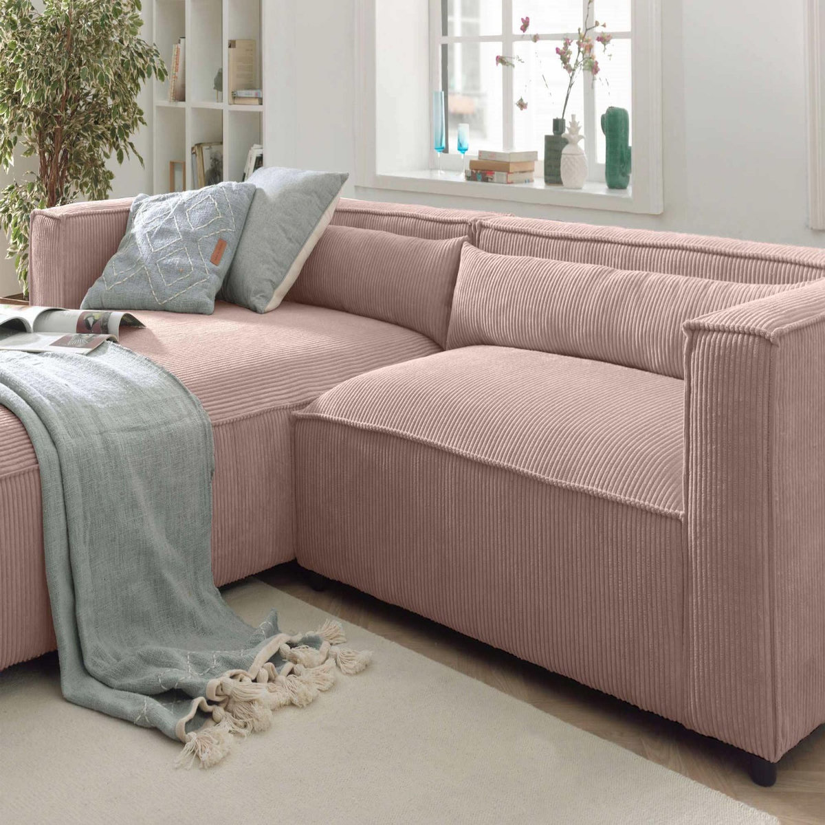 LISA DESIGN Ela - canapé d'angle gauche 4 places - en velours côtelé - style contemporain