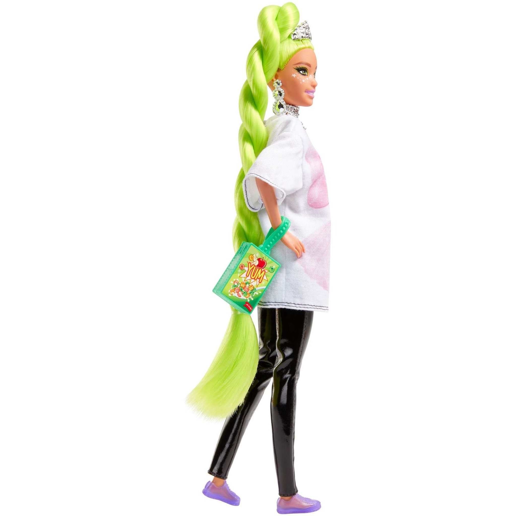 Voir la diapositive 3 : BARBIE Poupée mannequin Barbie Extra natte vert fluo