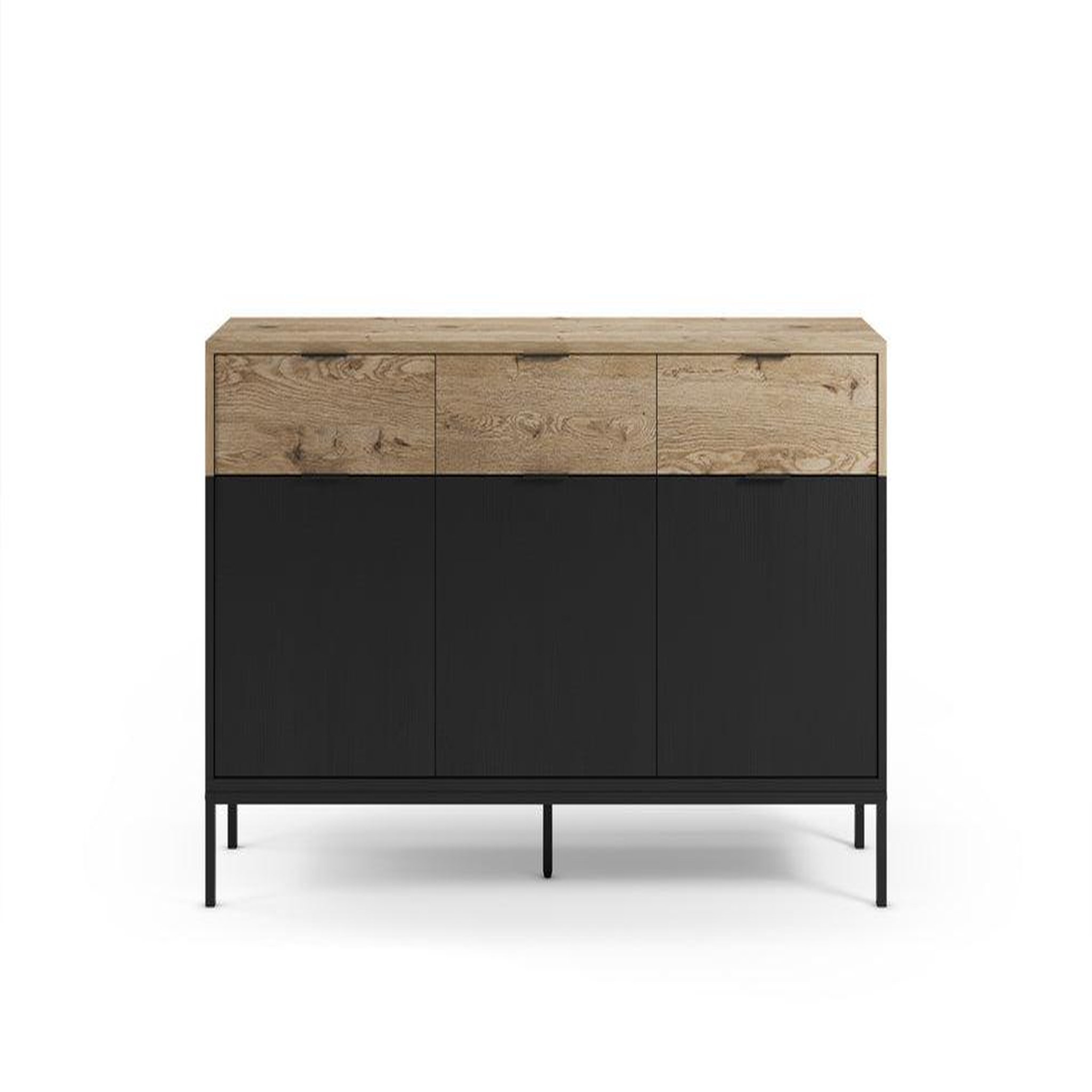 CASANOVA PARIS ELINE - Buffet 3 portes 150cm en mélamine - Noir