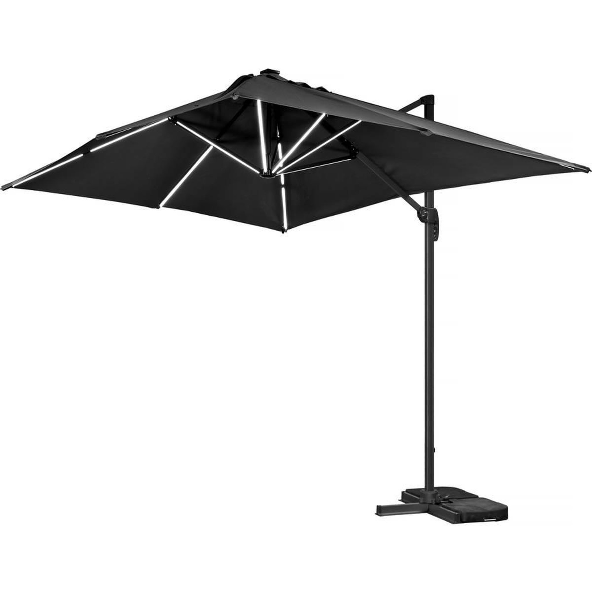 Voir la diapositive 3 : Habitat et Jardin Parasol jardin déporté led alu  Sun 3 Luxe  3 x 3 m - Noir