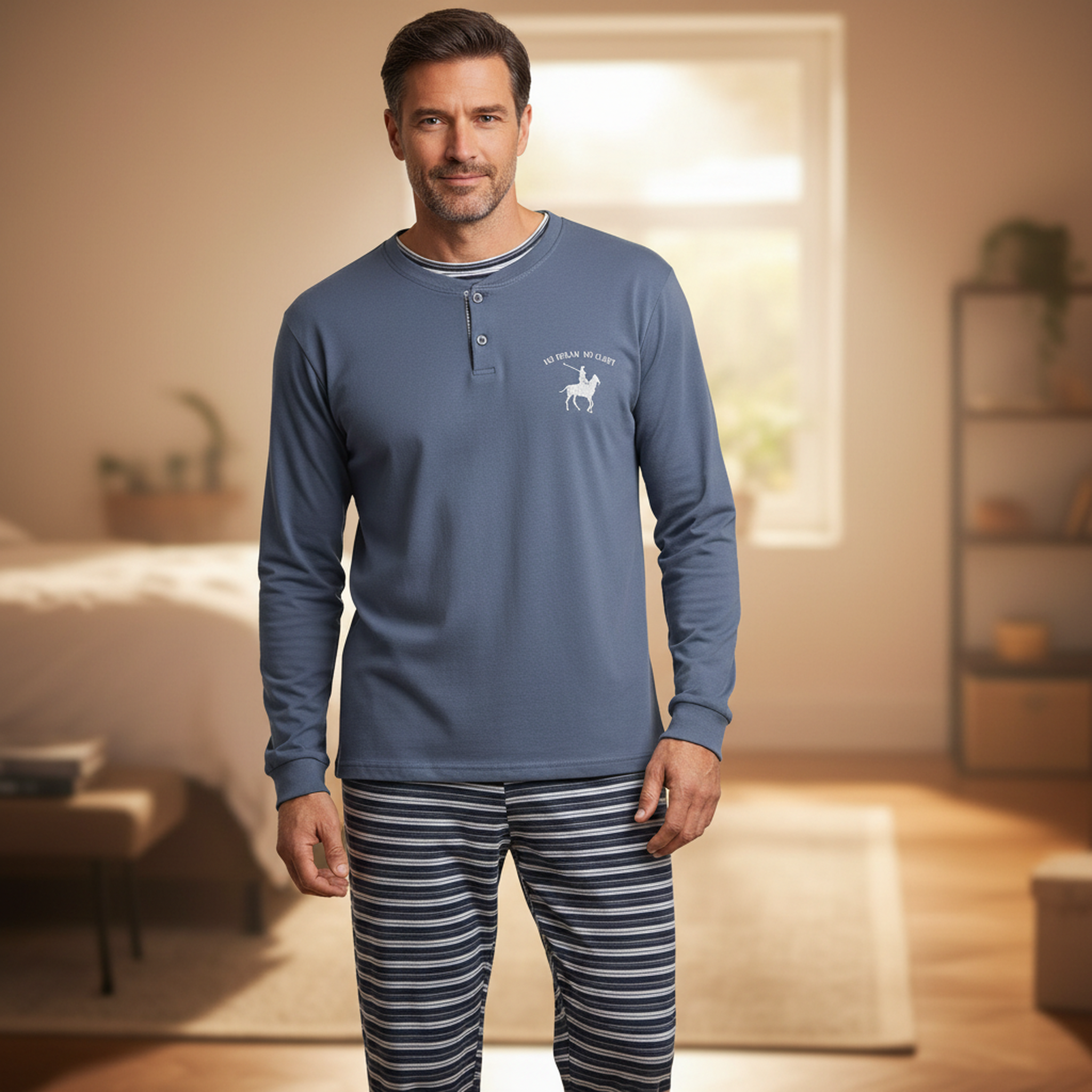 Voir la diapositive 2 : OZABI Ozabi pyjama homme doublé polaire écusson brodé