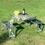 HOMCOM Table de camping pique-nique pliante aluminium 4 places en valise