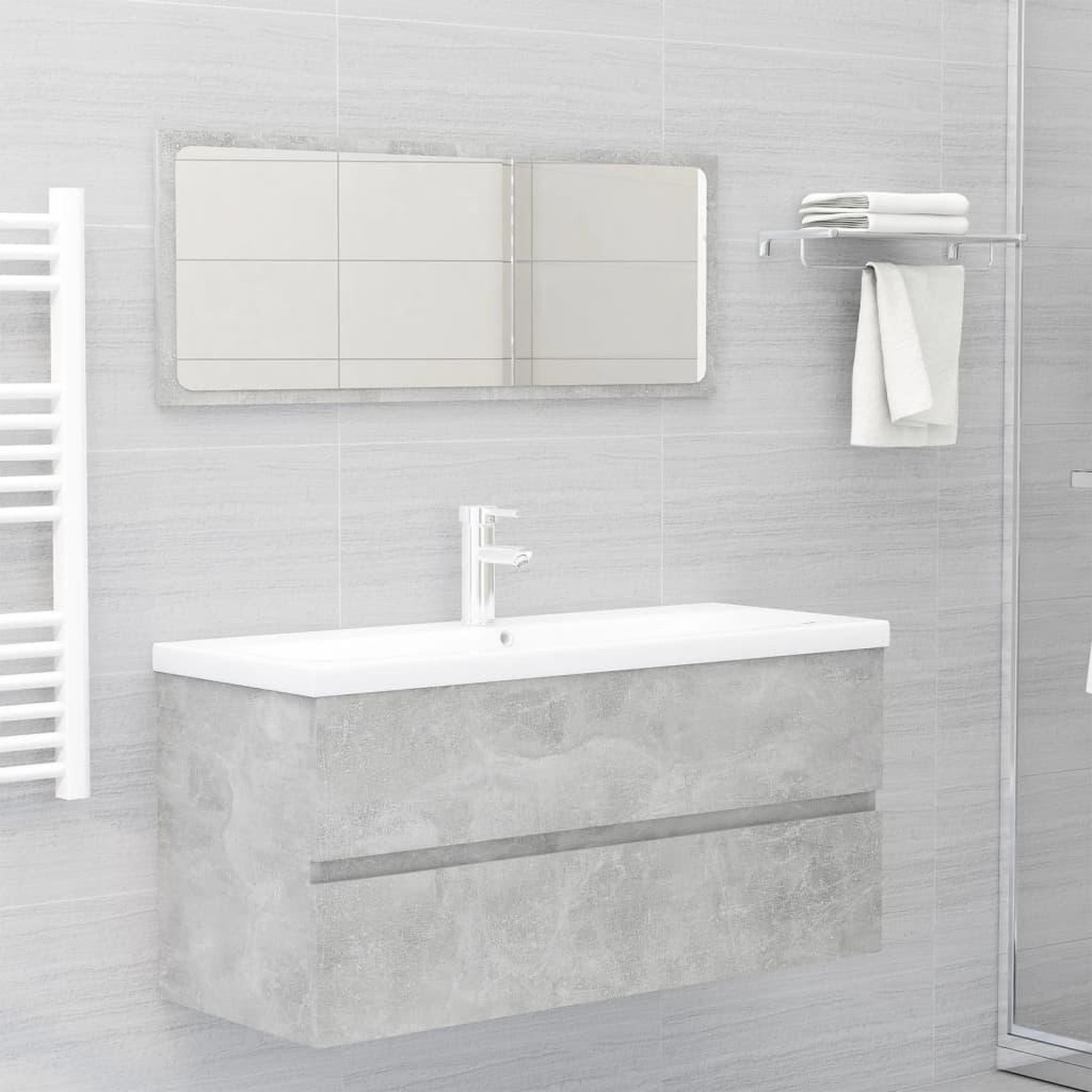 Voir la diapositive 3 : VIDAXL Armoire d'evier et lavabo integre gris beton bois d'ingenierie
