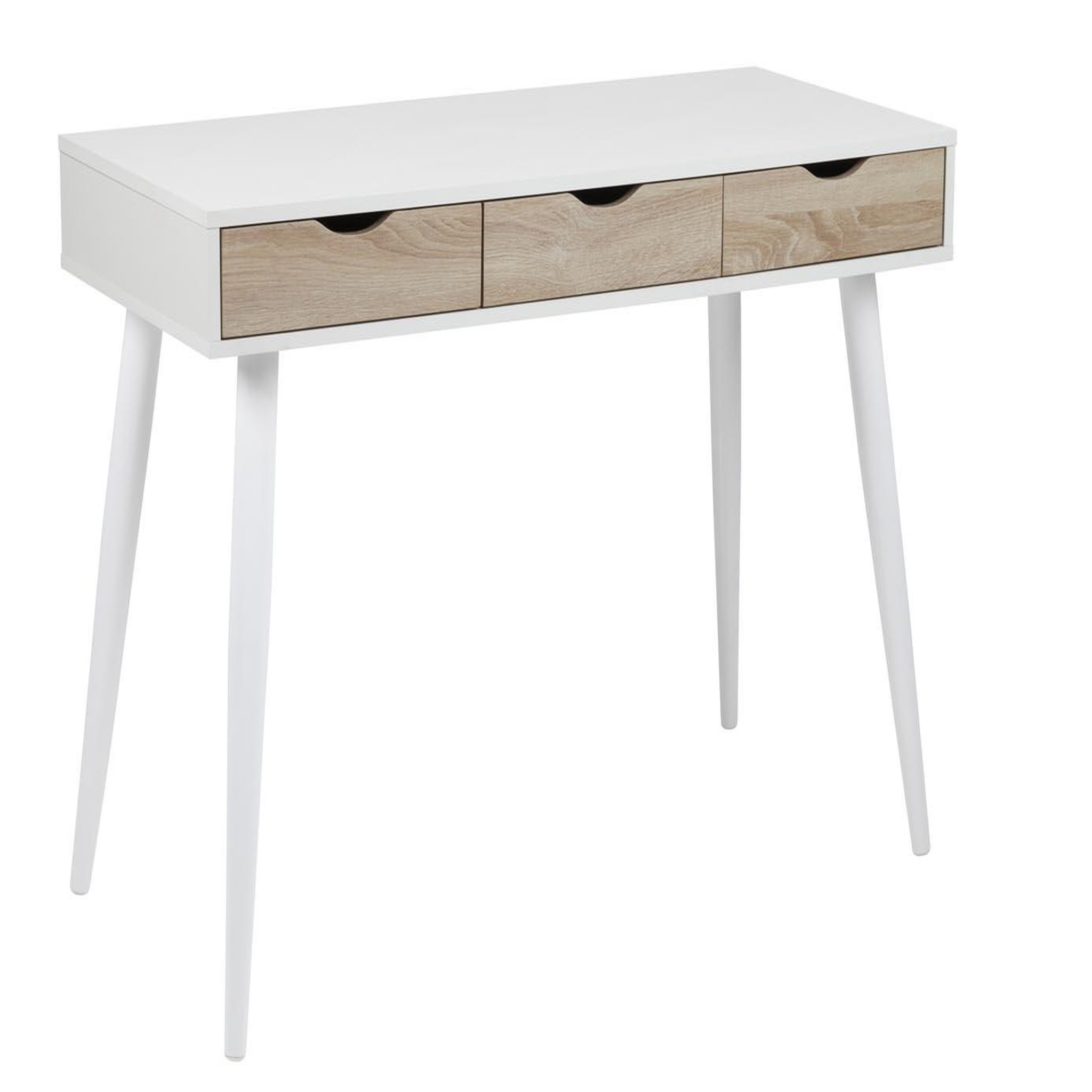Voir la diapositive 1 : CONCEPT USINE Bureau scandinave avec tiroirs blanc sevey