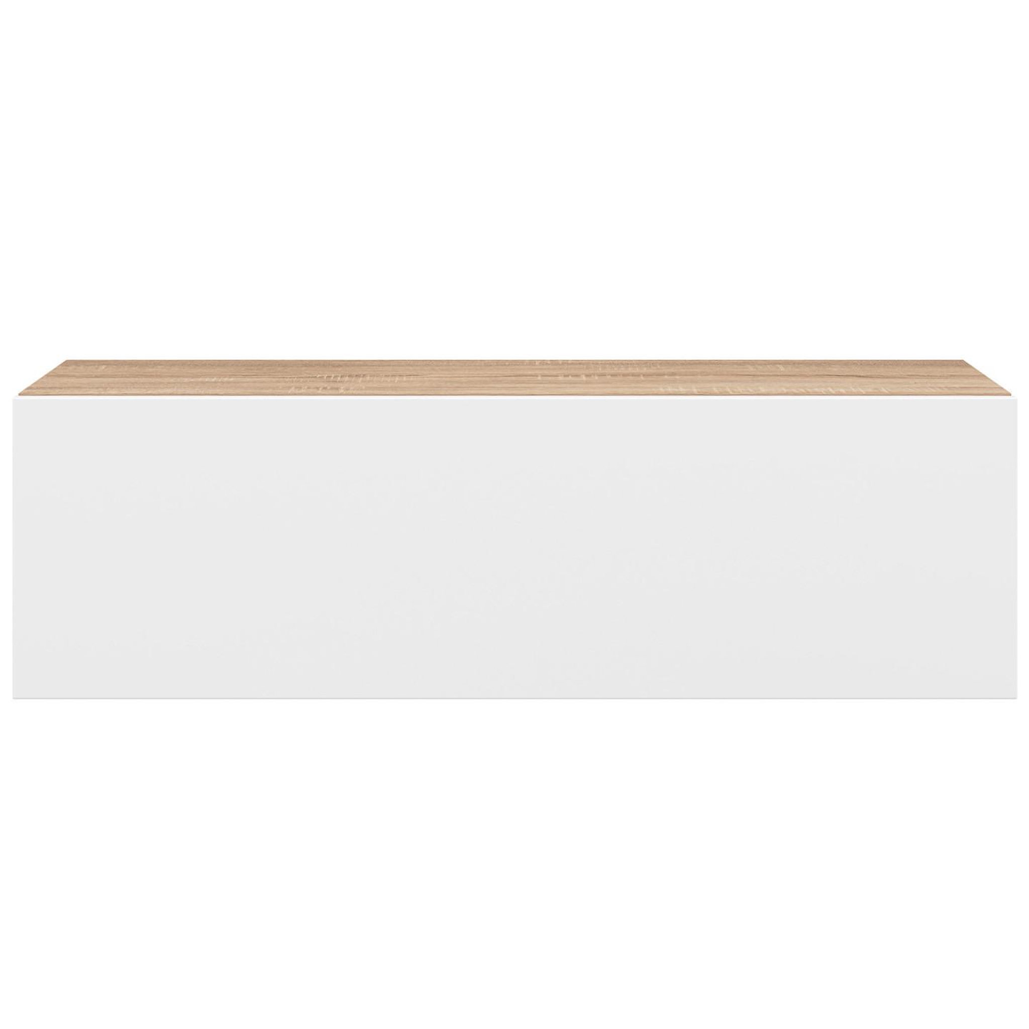 Voir la diapositive 3 : ID MARKET Lot de 2 consoles suspendues étagères murales elyos 1 porte bois et blanc