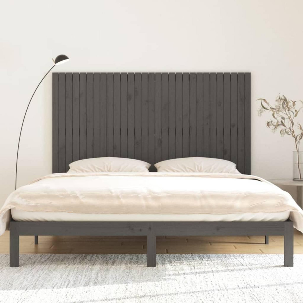 VIDAXL Tete de lit murale Gris 185x3x110 cm Bois massif de pin