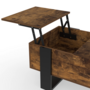 Voir la diapositive 5 : ID MARKET Table basse 2 plateaux relevables PHOENIX bois effet vieilli et noir