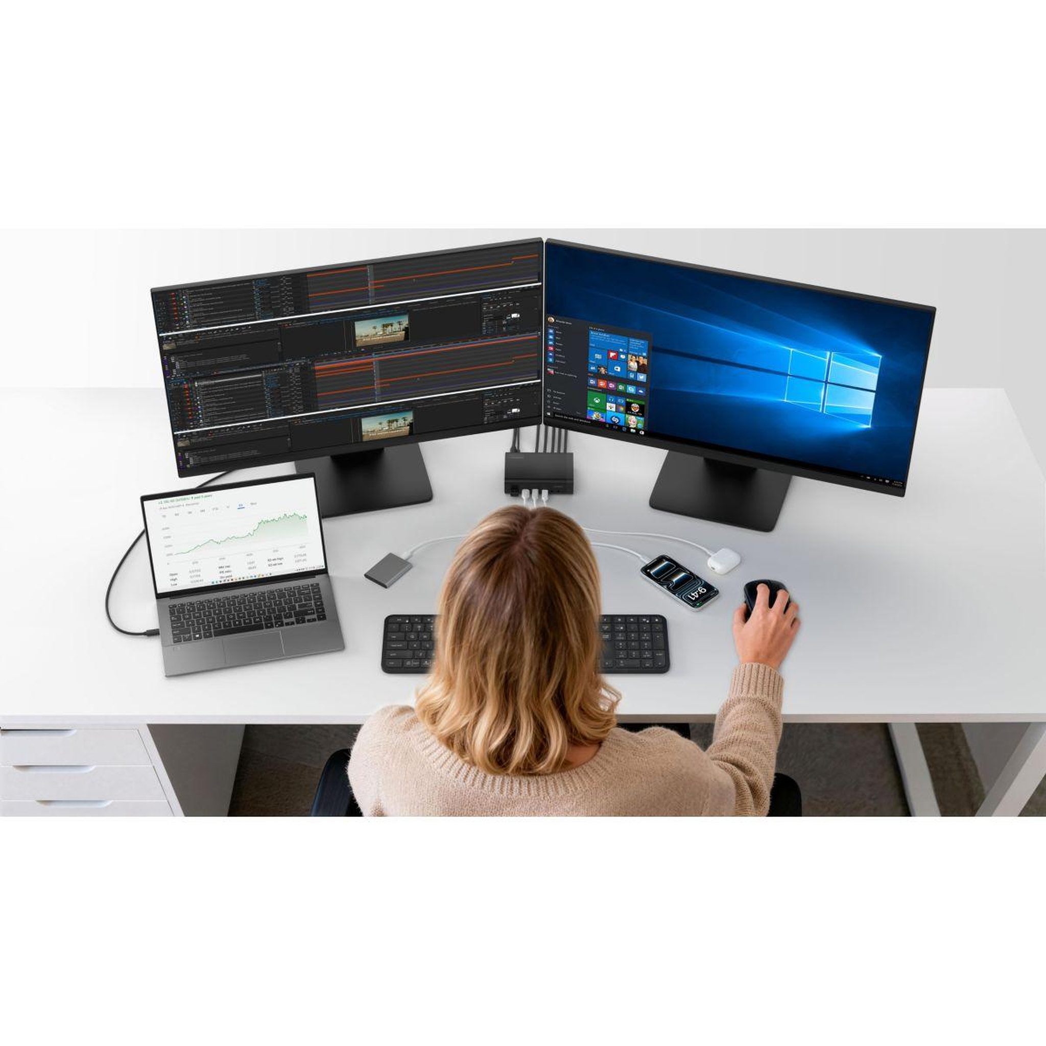 Voir la diapositive 3 : Belkin Hub usb c 14 en 1 pour 2 écrans 140w