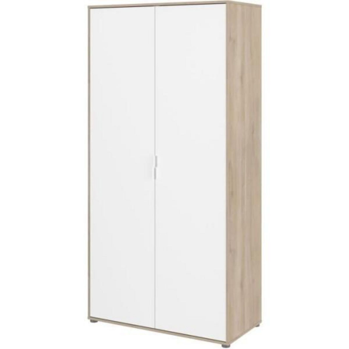PARISOT Armoire de chambre - AALBORG - Blanc / Chene - 2 portes - 100 x 50,2 x 204,3 cm