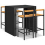 Voir la diapositive 2 : VIDAXL Ensemble de bar jardin 5 pcs noir poly rotin/bois massif acacia