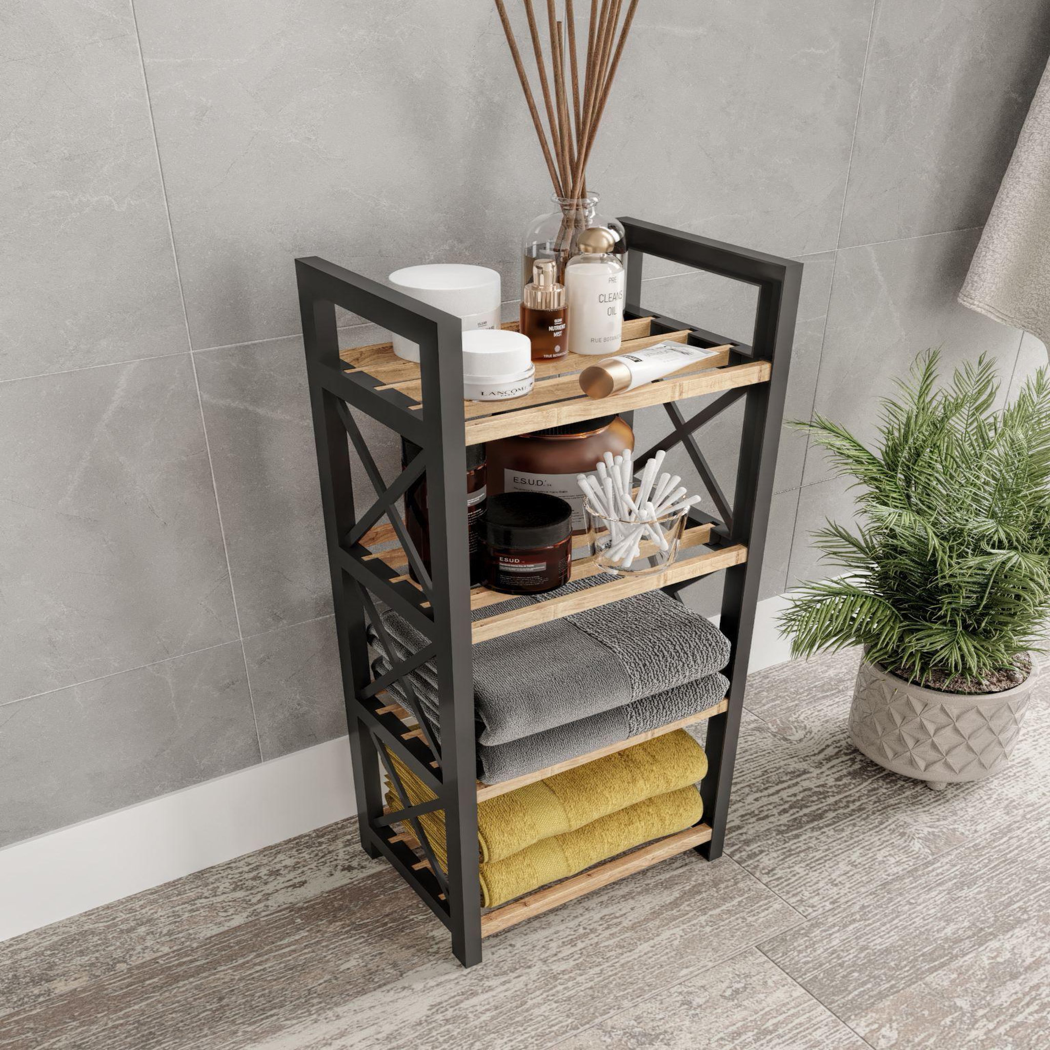 Voir la diapositive 4 : Habitat et Jardin Étagère multifonctionnelle en bois  mini  - 23 x 18 x 64 cm - noir