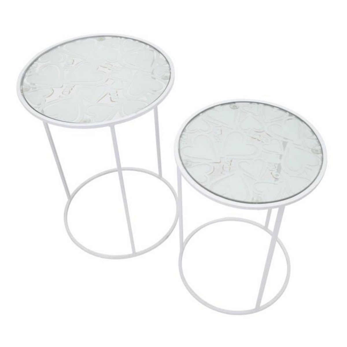 Paris Prix Lot de 2 Tables d'Appoint Gigognes  Cœur  60cm Blanc