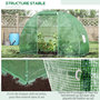 Voir la diapositive 6 : OUTSUNNY Serre de jardin tunnel surface sol 4,5 m² dim. 3L x 1,5l x 2H m châssis tubulaire renforcé porte zippée 2 fenêtres enroulables vert