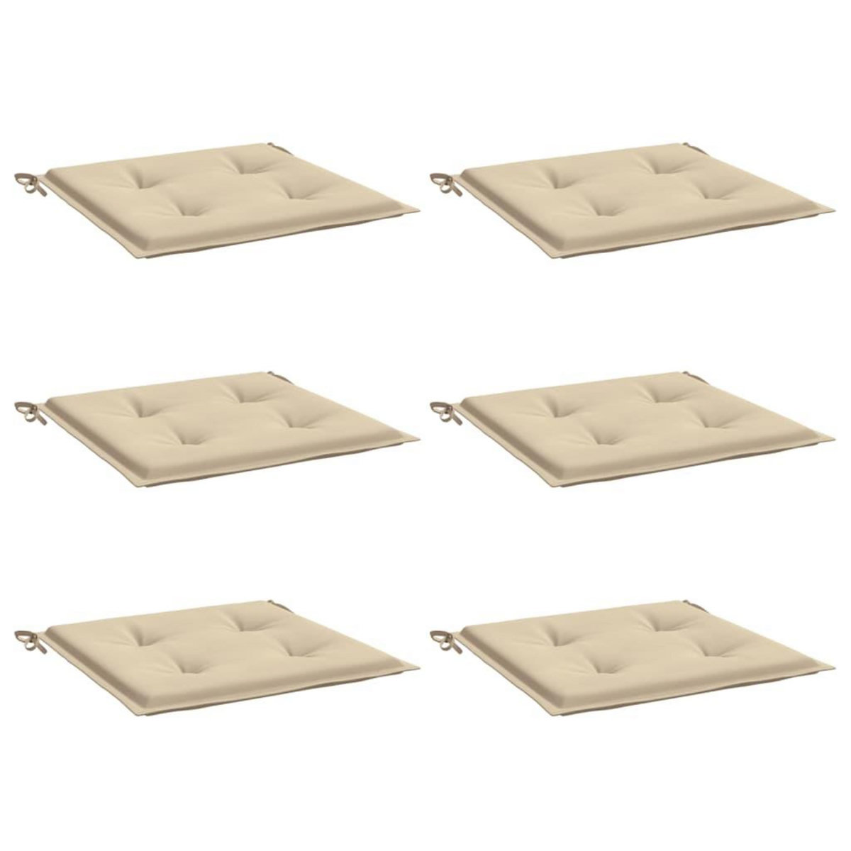 VIDAXL Coussins de chaise jardin lot de 6 beige 40x40x3cm tissu oxford