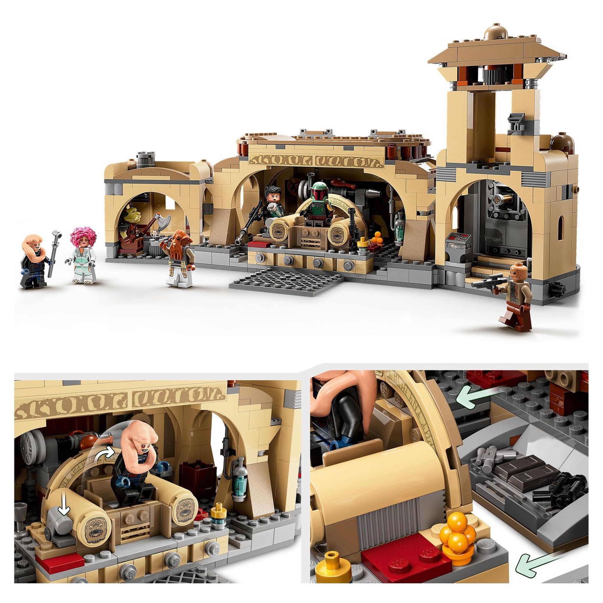 Voir la diapositive 5 : LEGO Star Wars 75326 - La Salle du Trône de Boba Fett, Jouet à Construire Pour les Enfants de 9 Ans et Plus, Avec le Palais de Jabba et 7 Minifigures