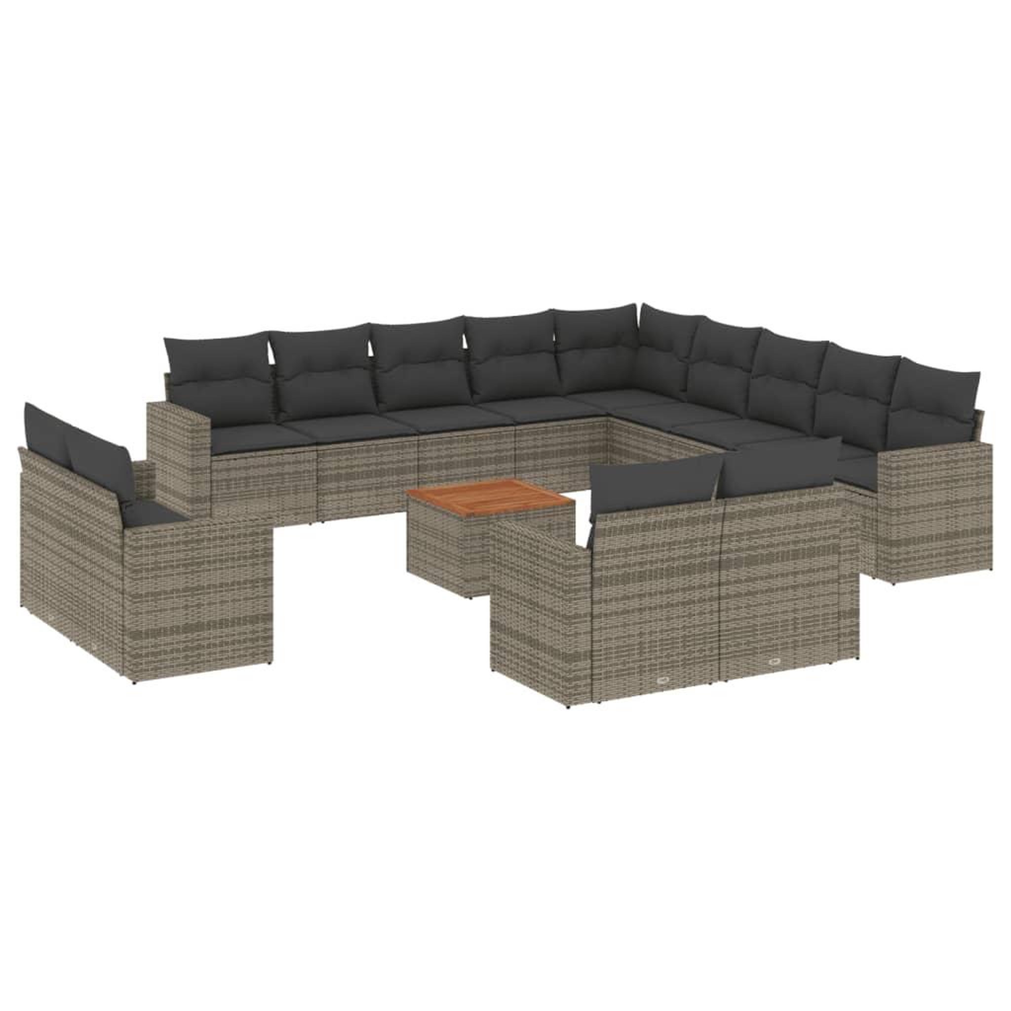 Voir la diapositive 2 : VIDAXL Salon de jardin avec coussins 14 pcs gris resine tressee