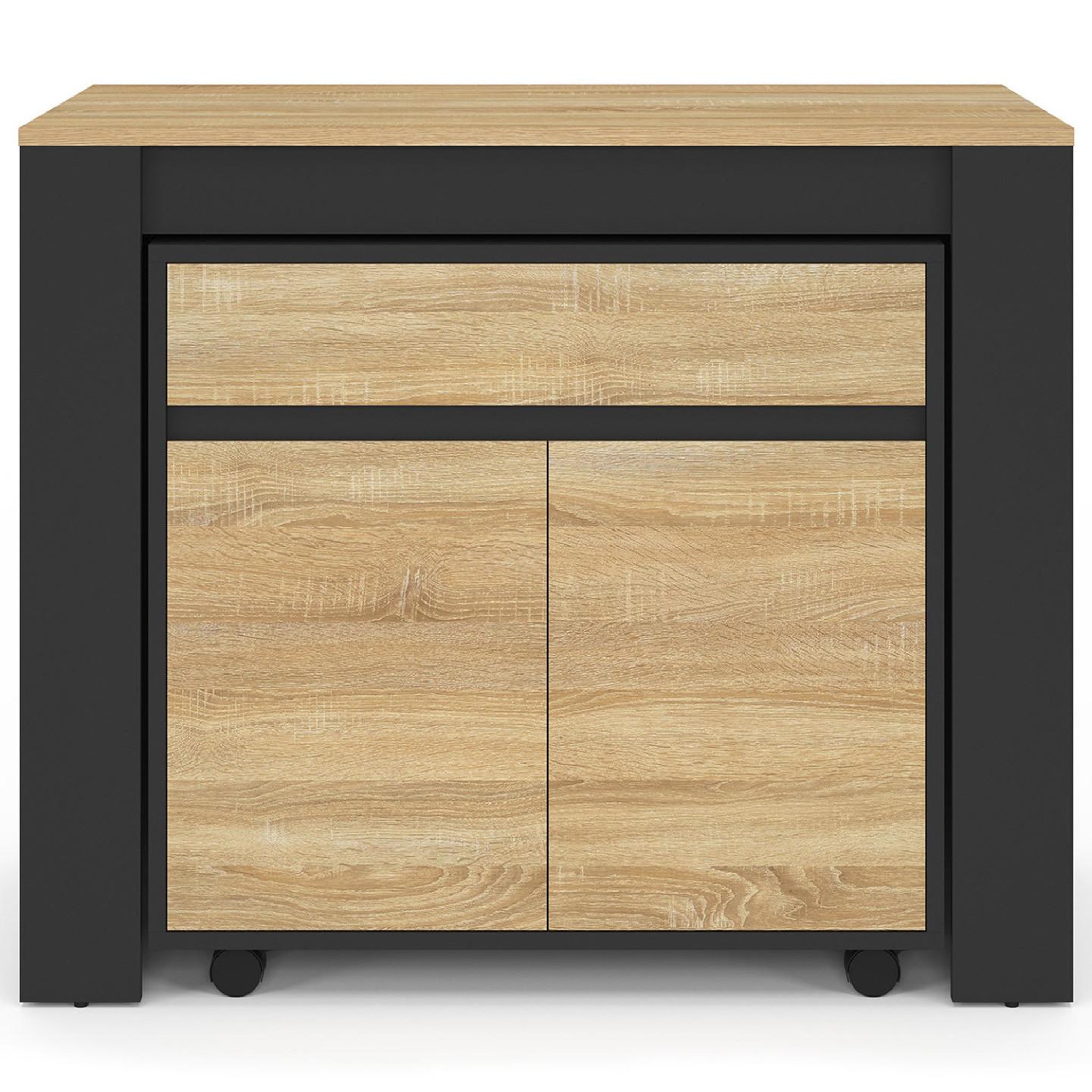 Voir la diapositive 4 : ID MARKET Table buffet extensible orlando 10 personnes 235 cm bois noir et façon hêtre