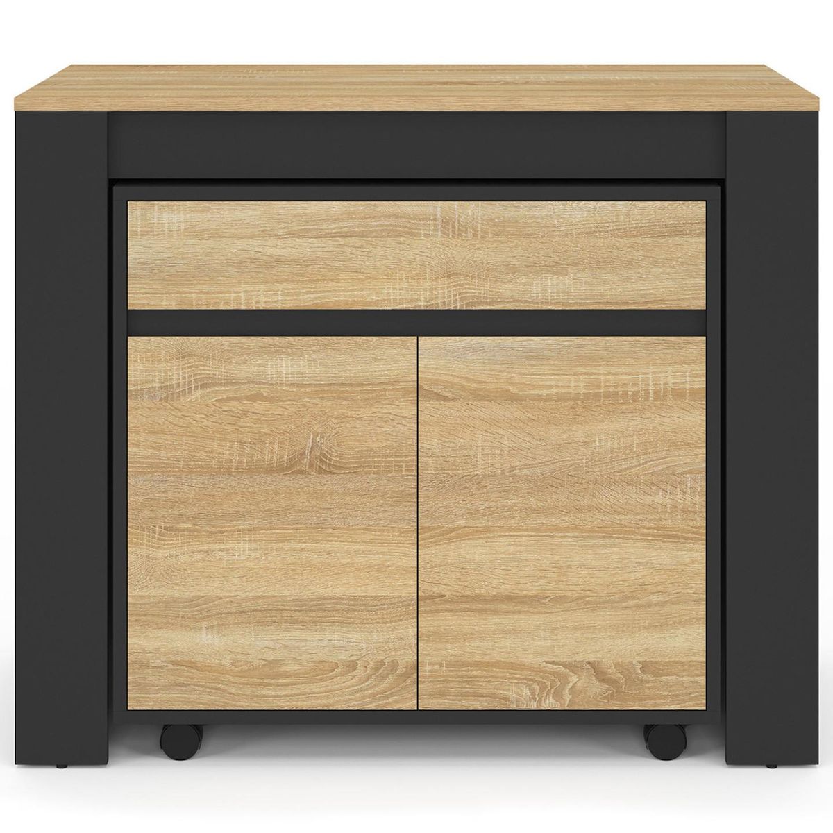 ID MARKET Table buffet extensible ORLANDO 10 personnes bois et noir 235 cm