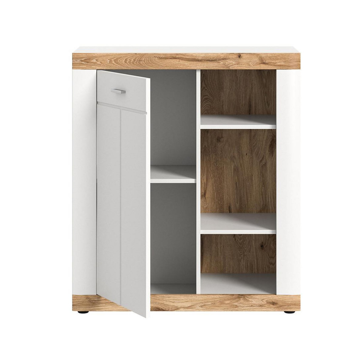 BEST MOBILIER Coventry - buffet haut - blanc et effet bois - 91x104 cm