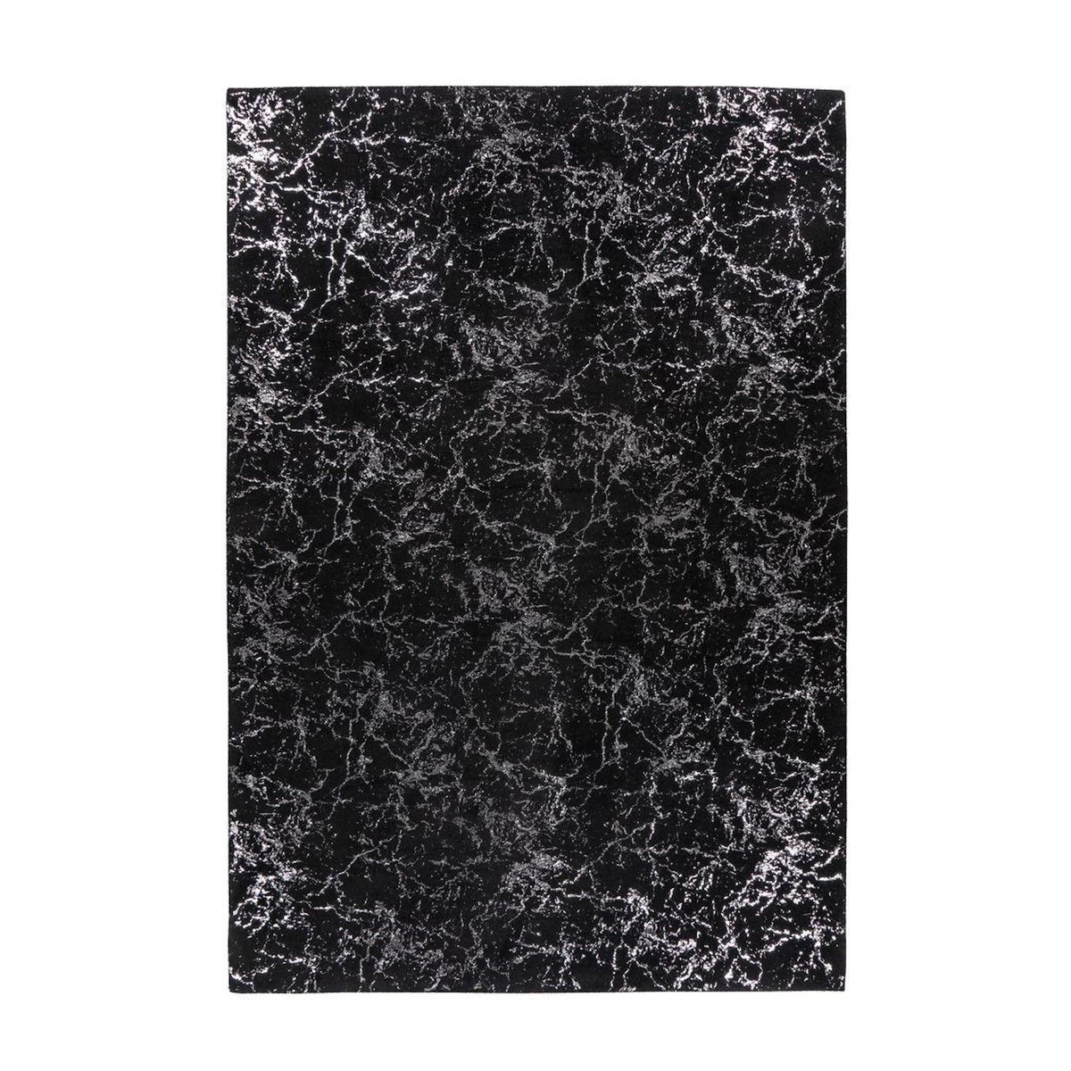 Paris Prix Tapis Marbré à Poils Longs  Bijou  Noir & Argent