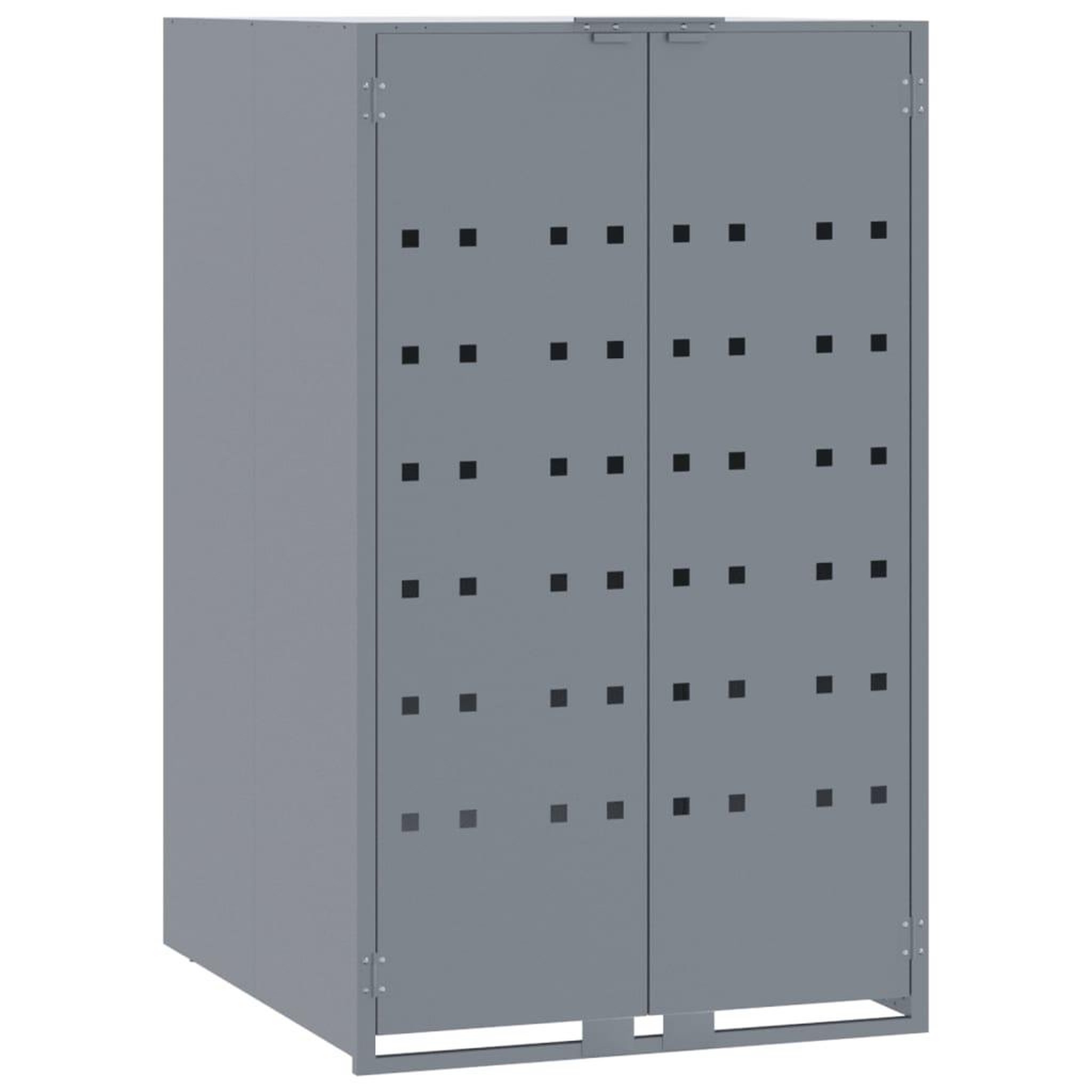 Voir la diapositive 4 : VIDAXL Rangement a roulettes pour poubelles pour 2 bacs gris acier