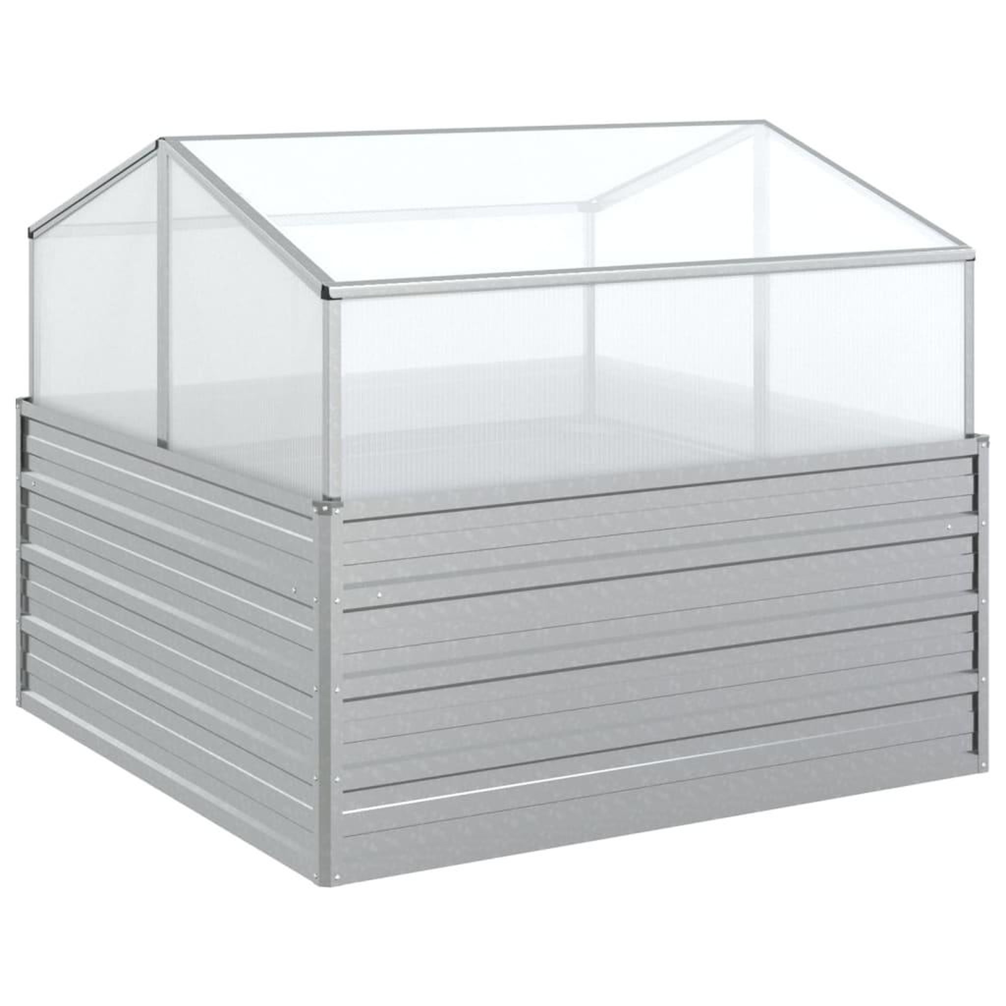 Voir la diapositive 2 : VIDAXL Lit sureleve de jardin avec serre 100x100x85 cm Argente