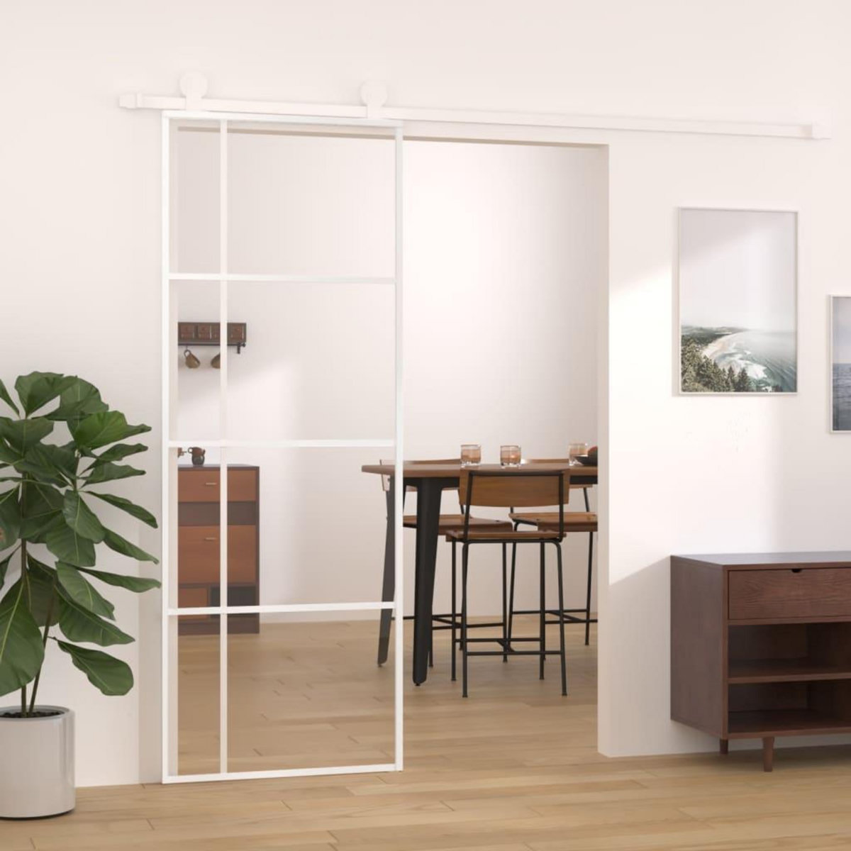 VIDAXL Porte coulissante Verre ESG et aluminium 76x205 cm Blanc