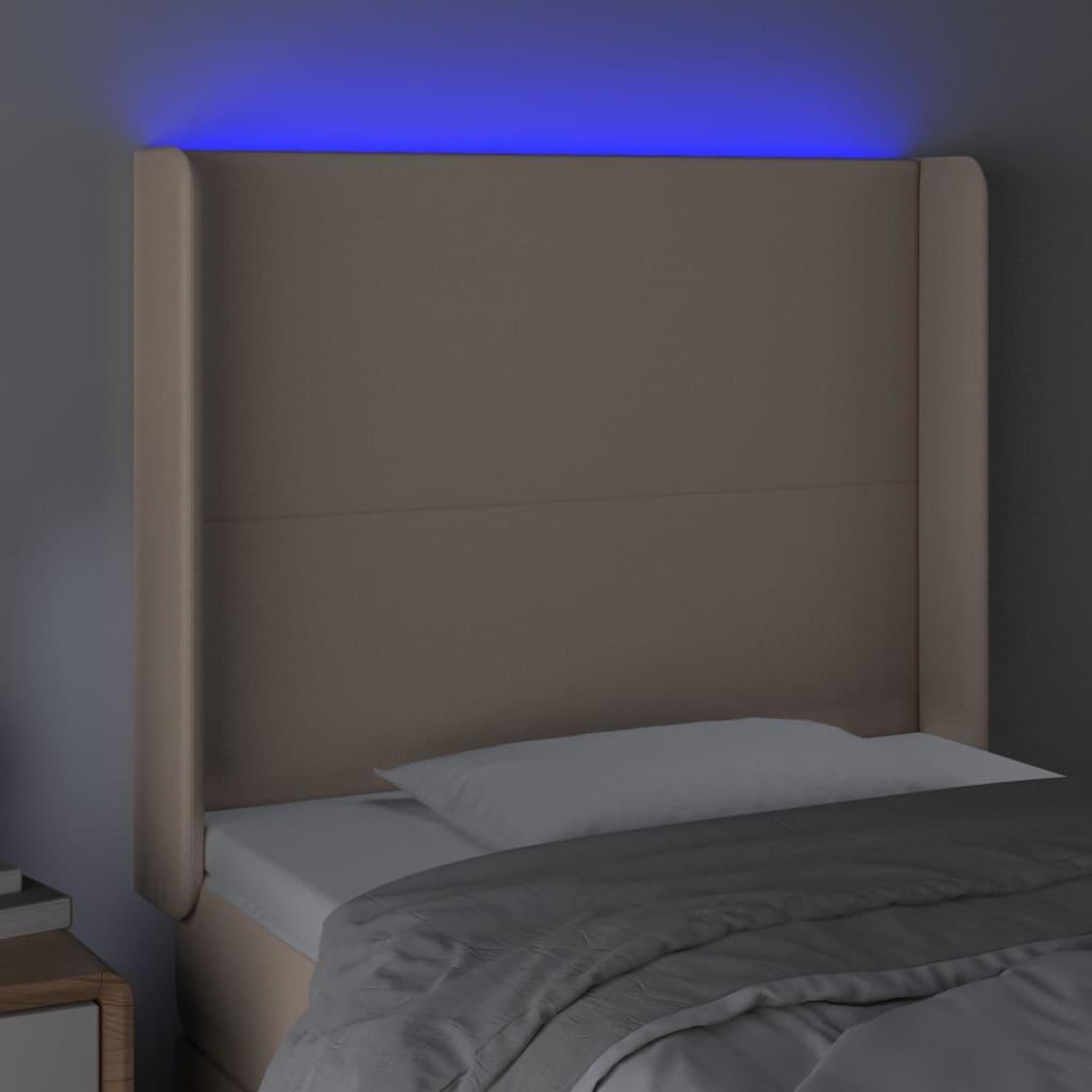 Voir la diapositive 4 : VIDAXL Tete de lit a LED Cappuccino 103x16x118/128 cm Similicuir