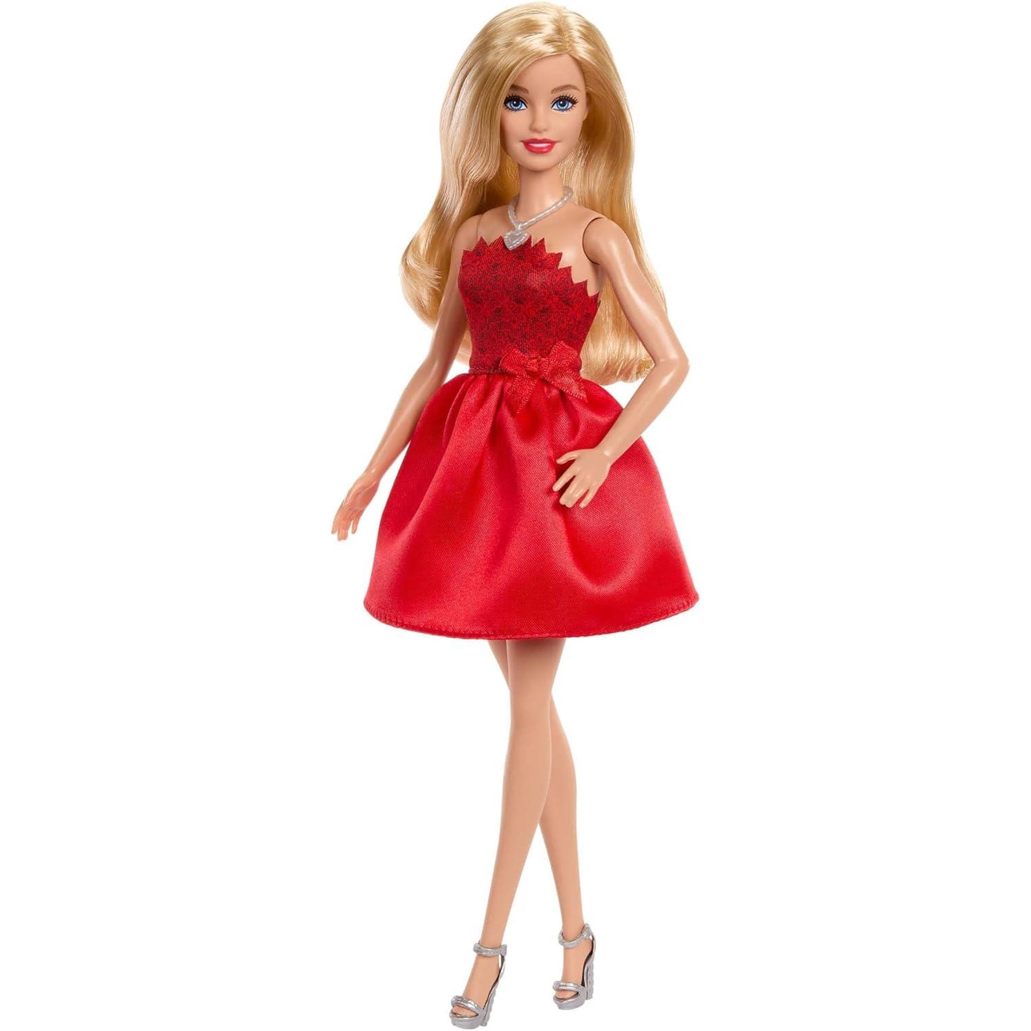 Voir la diapositive 2 : MATTEL Barbie 80ème anniversaire de Mattel - Poupée blonde robe rouge