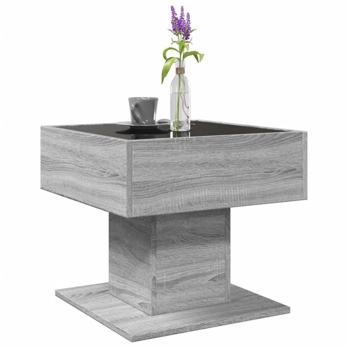 VIDAXL Table basse avec LED sonoma gris 50x50x45 cm bois d'ingenierie
