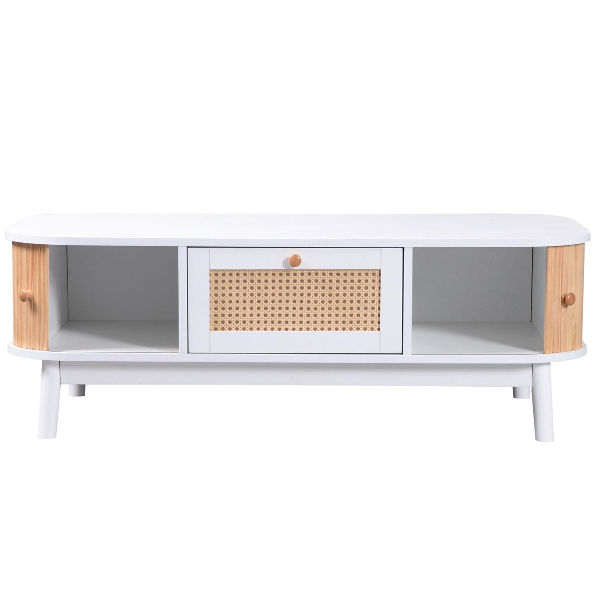 MERAX Table Basse 100 Cm Blanc Avec 1 Tiroir