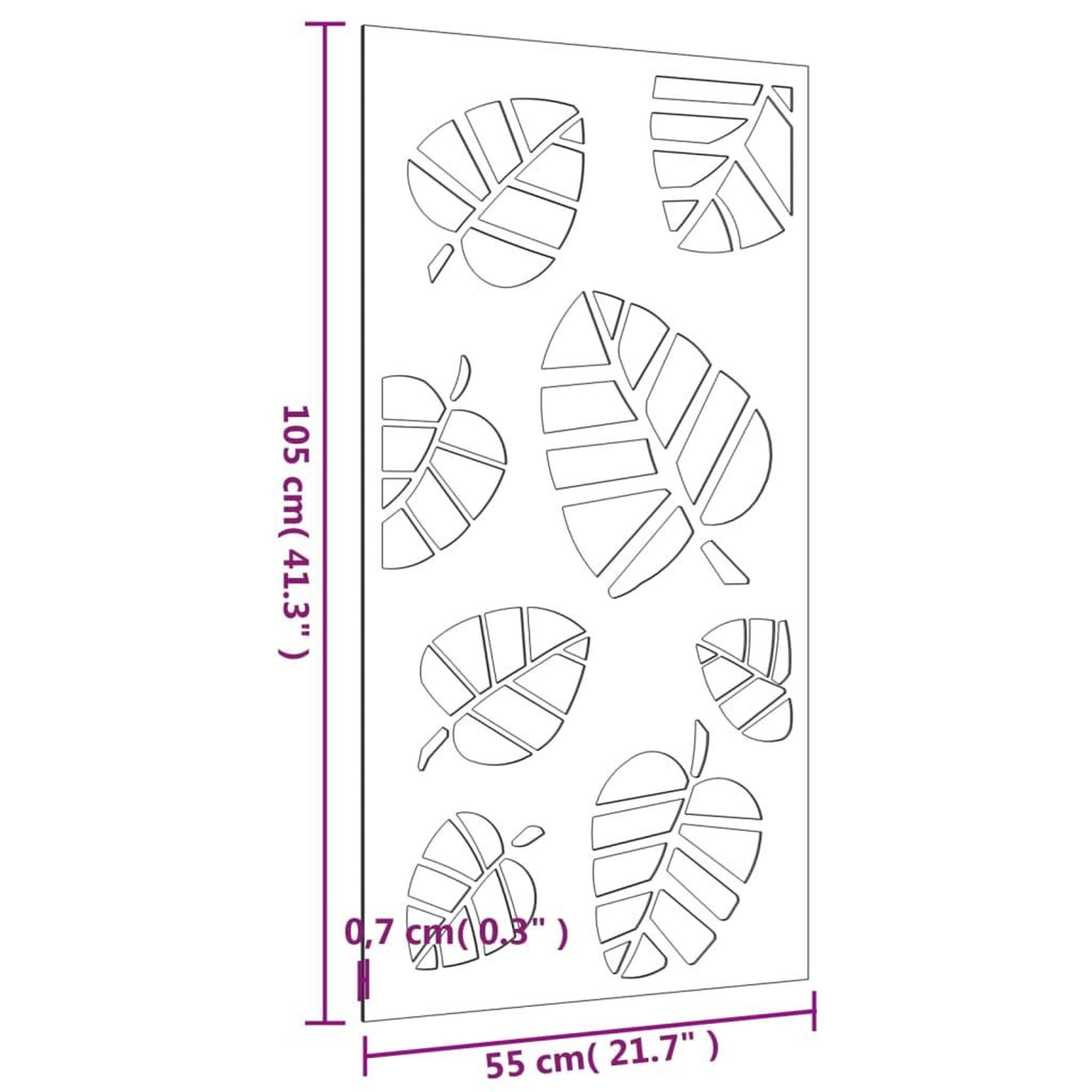 Voir la diapositive 6 : VIDAXL Decoration murale jardin 105x55 cm acier corten design feuille