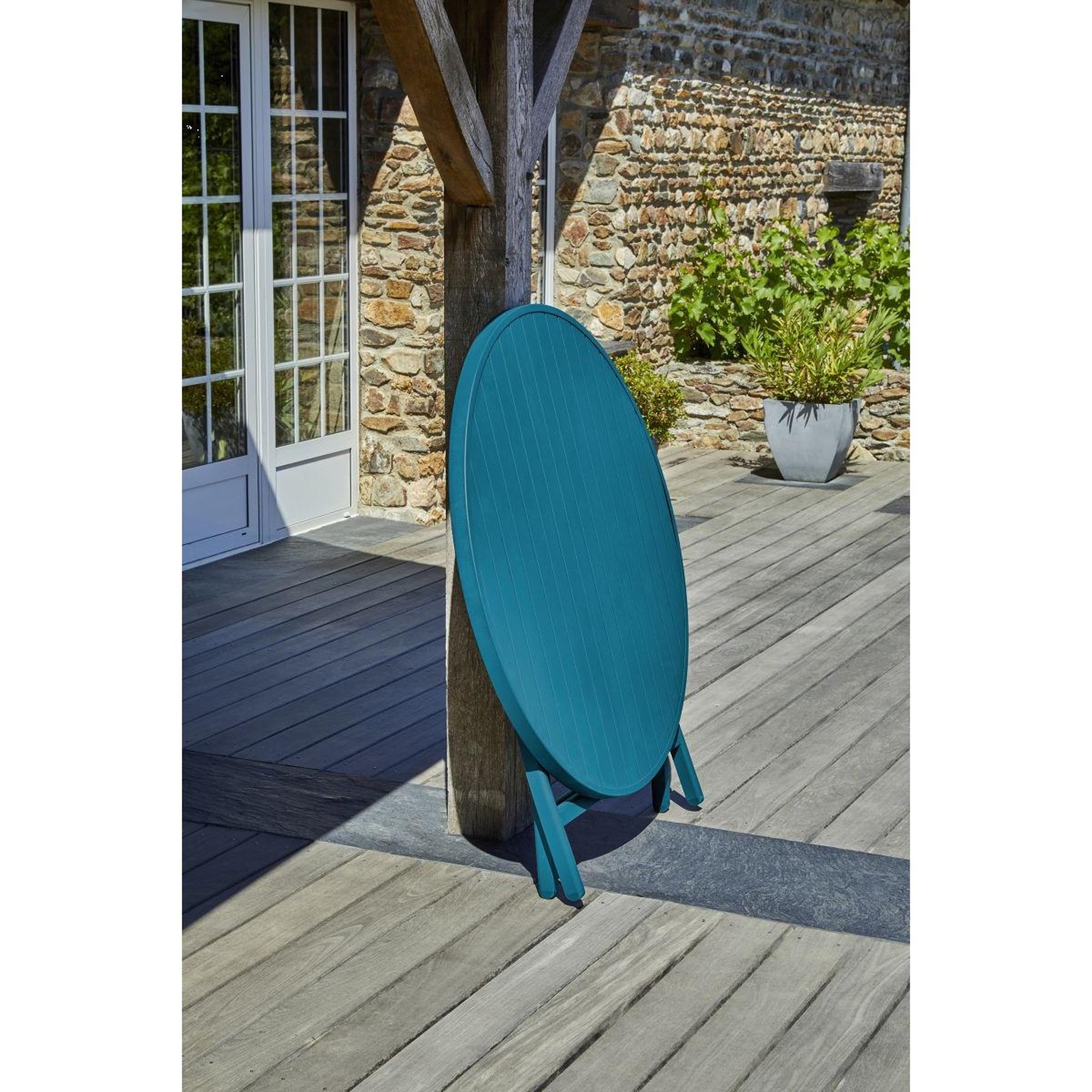 Voir la diapositive 4 : Paris Prix Ensemble table de jardin pliante & 4 chaises  marius  110cm bleu canard